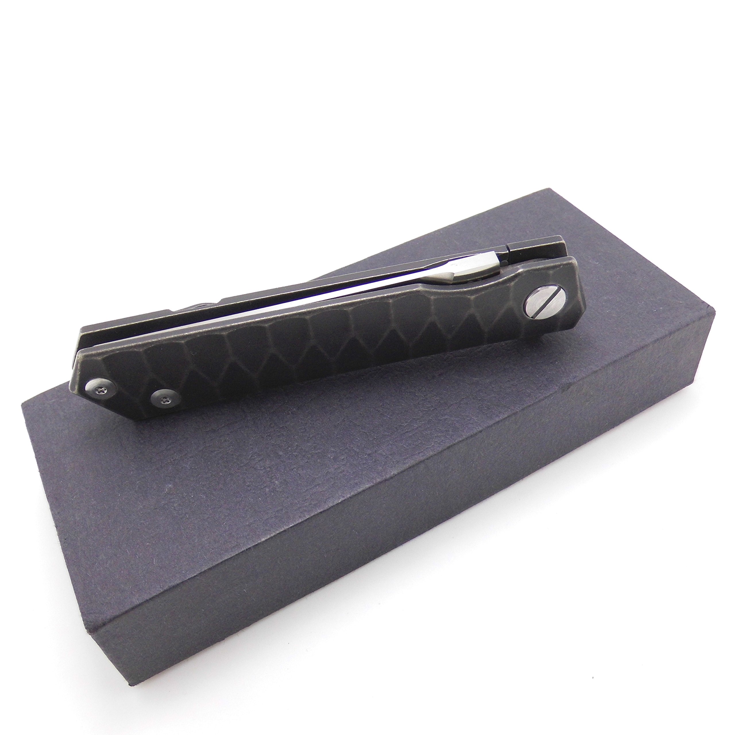 Masalong Survival Tactical Titanium Handle D2 Blade Pocket Hunting Outdoor Folding Knife (A2)