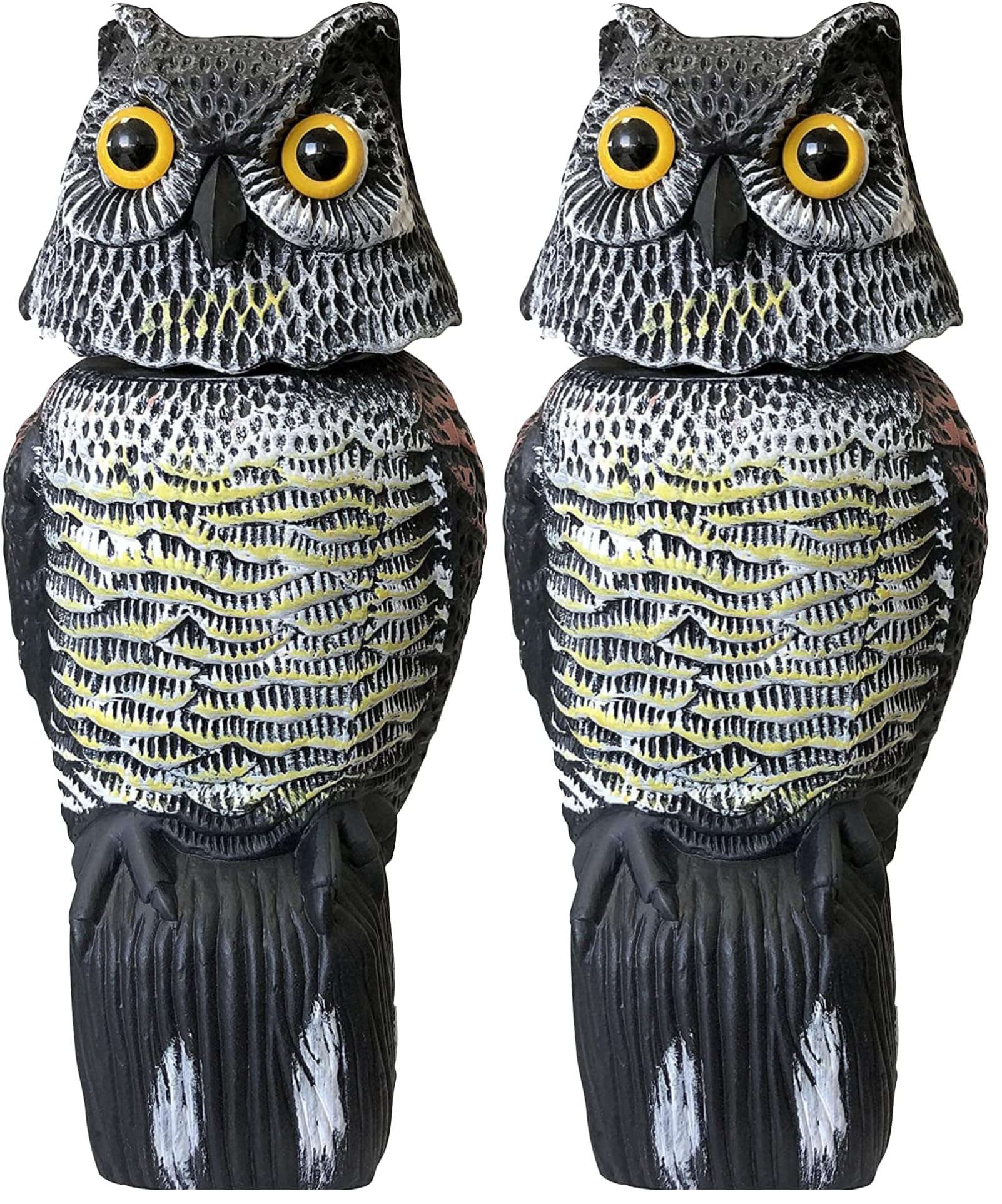 Búho espantapájaros Riegolux de 39 cm con cabeza giratoria y sin pilas en pack de 2