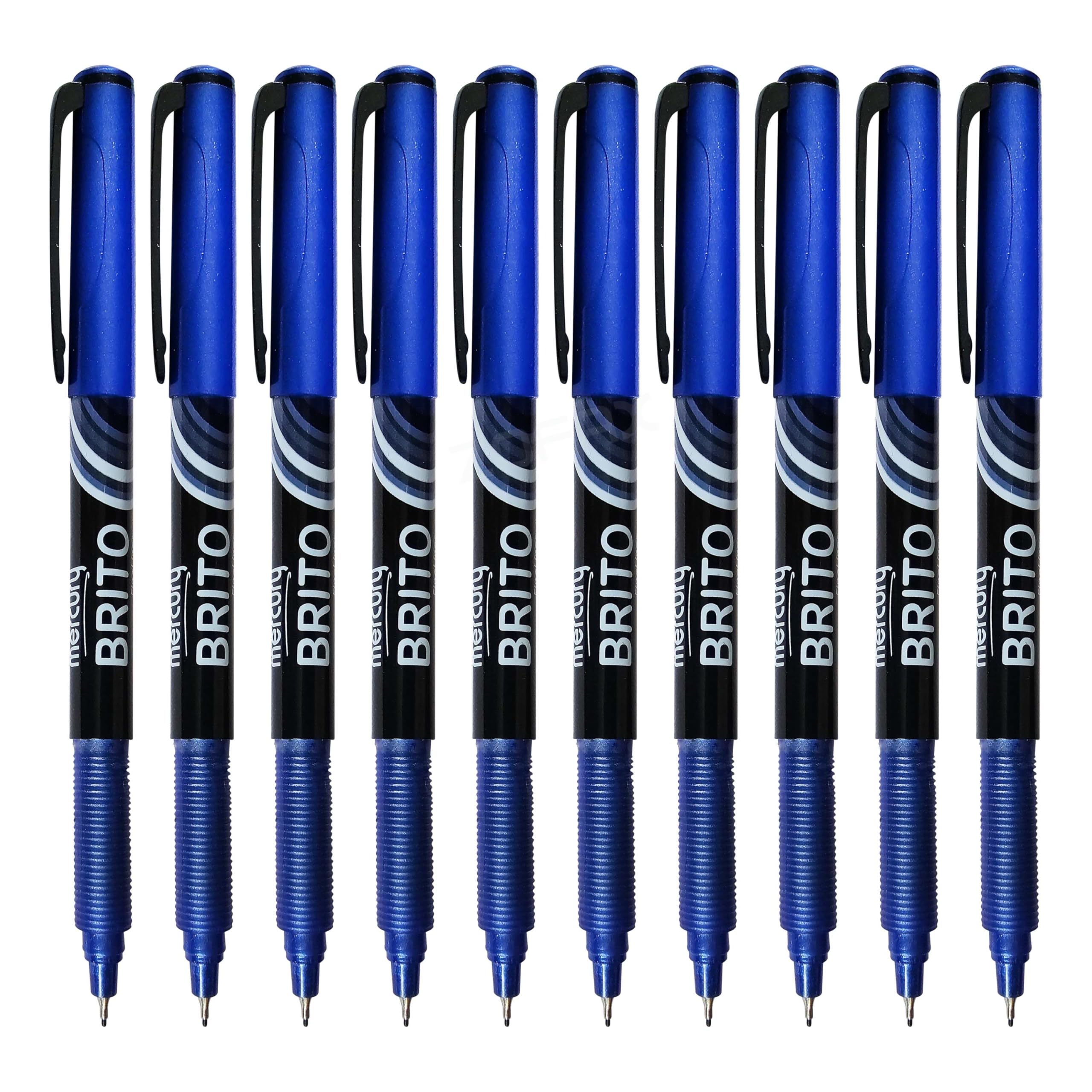 MERCURY Brito Fineliner Pens, BLUE, Ultra Fine Point (0.3mm), Pack of 10, Precision Lines