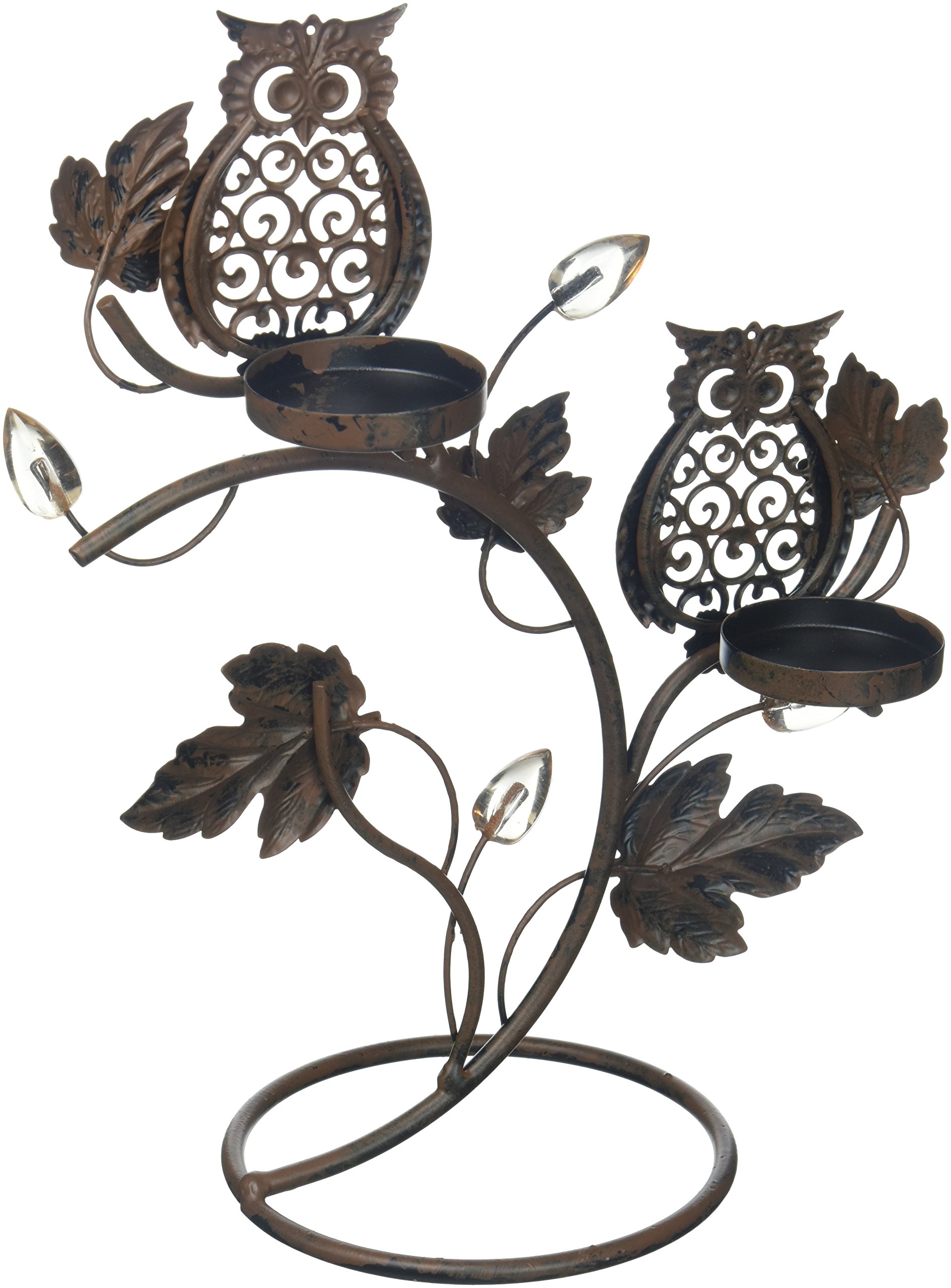 Tom & Co.Wise OWL Duo Votive Stand, Rustic Finish, 24.1 x 12.7 x 28.6 cm