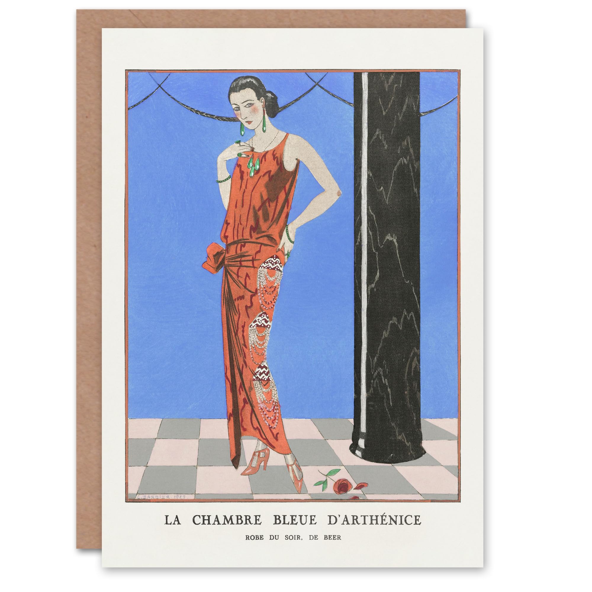 Artery8 George Barbier Art Card Blue Room of Arthenice Vintage Fashion