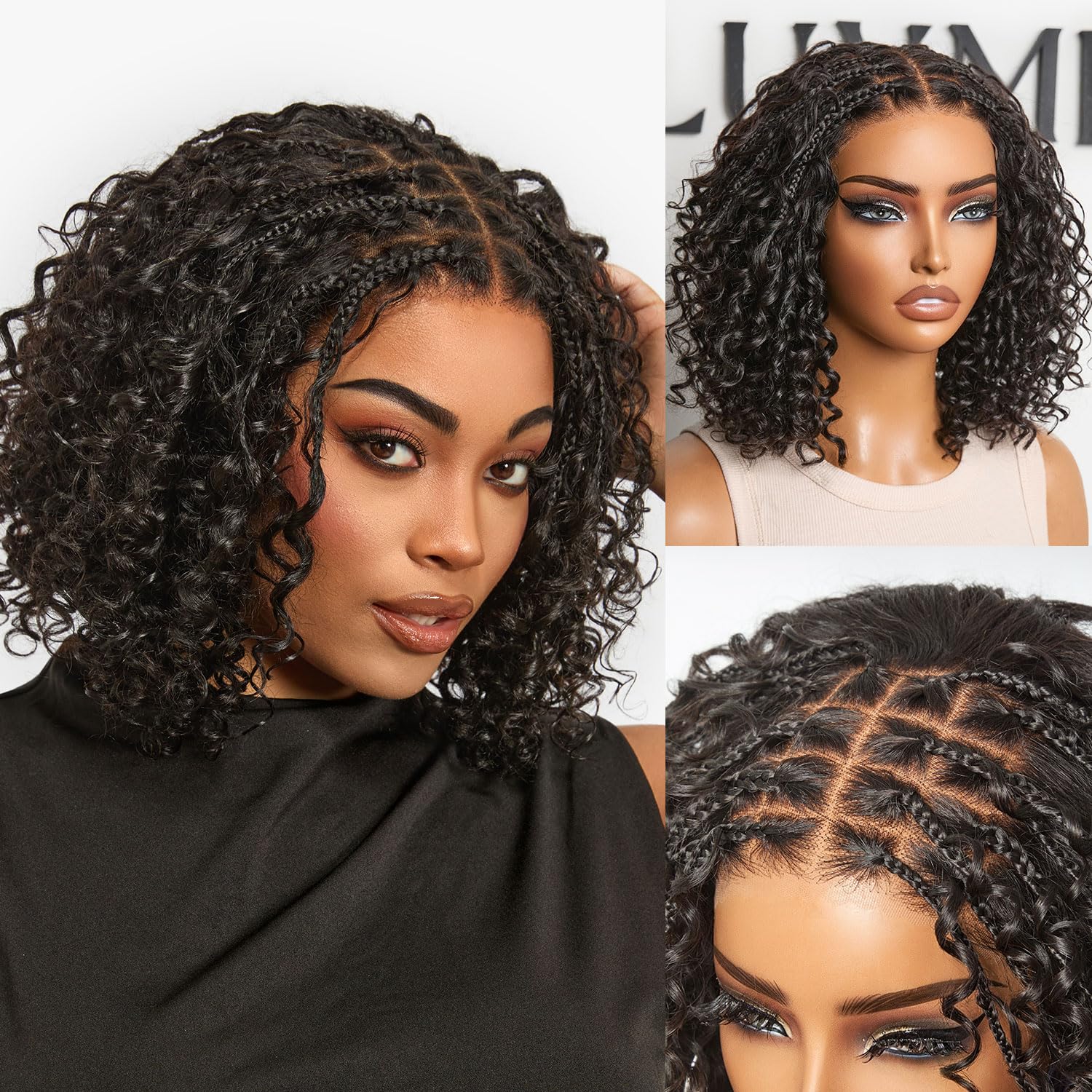 LUVME HAIR Boho Braided Deep Curly 5×5 Closure Lace with Braided Bob 10 Inch Human Hair Wigs Curly Deep Wave Glueless 10 Inches Pre Cut Plucked Hd Lace Short Wig Ready To Go Bleached Knots Black Wigs LUVME HAIR Boho Braided Deep Curly 5×5 Closure Lace with Braided Bob 10 Inch Human Hair Wigs Curly Deep Wave Glueless 10 Inches Pre Cut Plucked Hd Lace Short Wig Ready To Go Bleached Knots Black Wigs