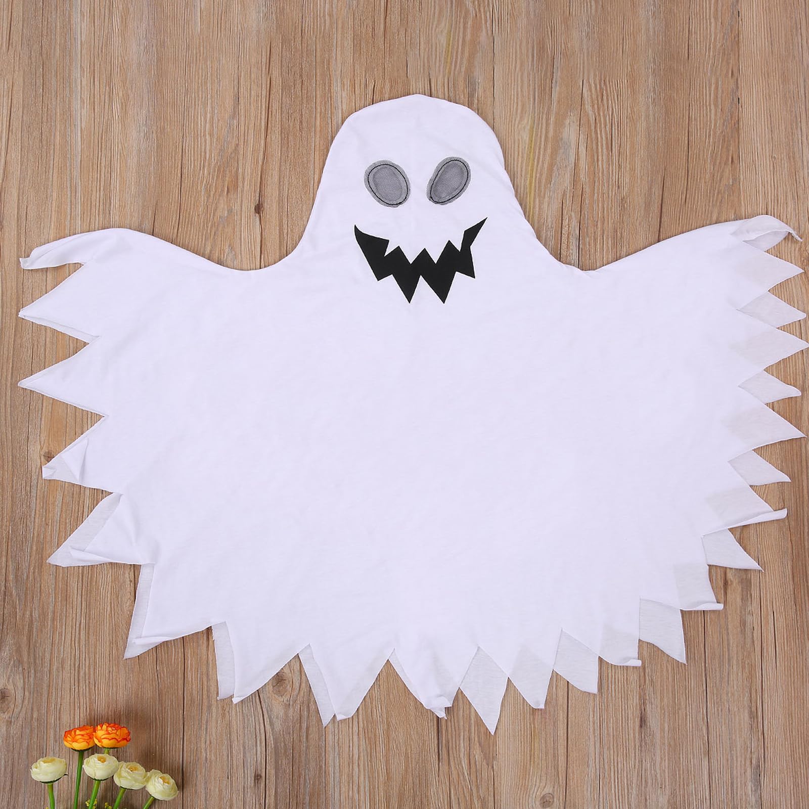 Toddler Baby Boys Girls Halloween Costume White Ghost Smile Cloak Hooded Cape Poncho Fancy Party Cosplay Outfits (C-White, 4-6 Years) - Image 2