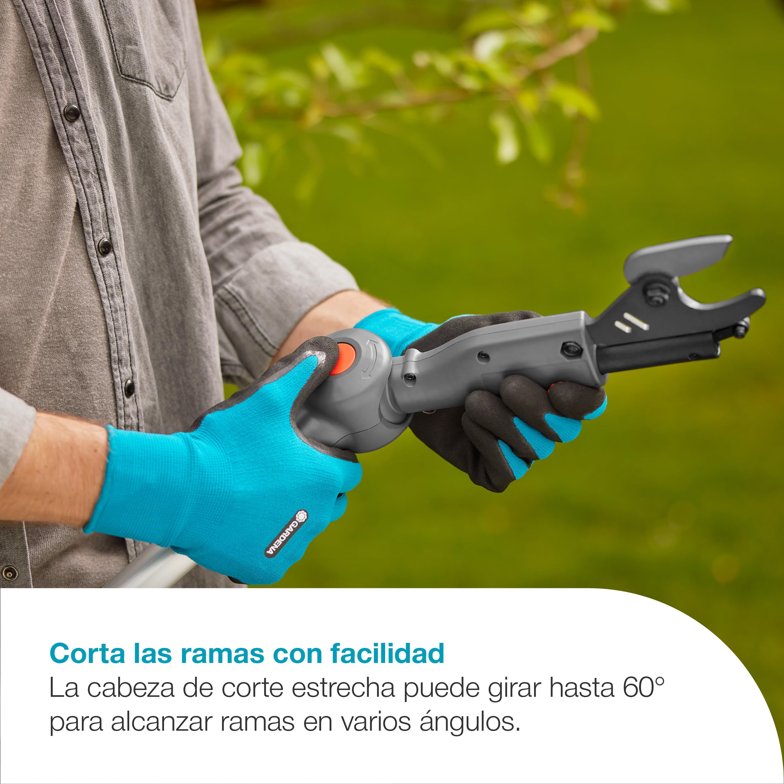 Gardena Corte telescópico de poda a batería HighCut 360/18V P4A Solo: hasta 5 m, Cabeza giratoria, Ergonómico, Pantalla LED, Sin Cable (14776-55)