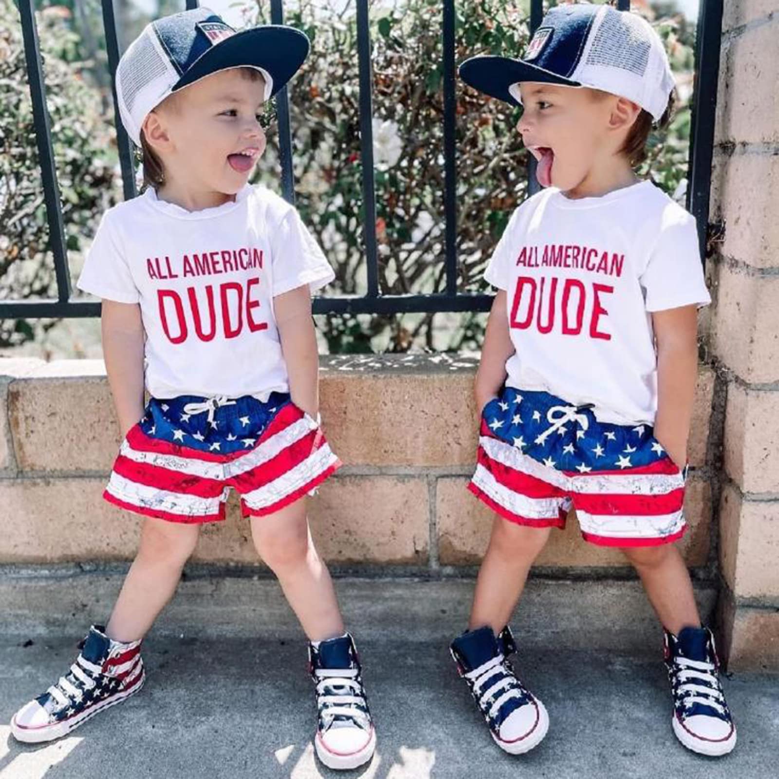 Fourth Of July Baby Boy Outfits All America Dude Shirt and Shorts Set 2PC Toddler Boy Clothes 4th of July Outfit (ALL AMEICAN DUDE White, 12-18 Months)