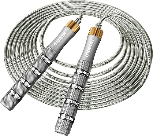 Miniatura 9 de Cuerda de saltar para hombres, mujeres y niños, jumprope de alta calidad con doble rodamiento de bolas, giro de 360 grados, cuerda de saltar con