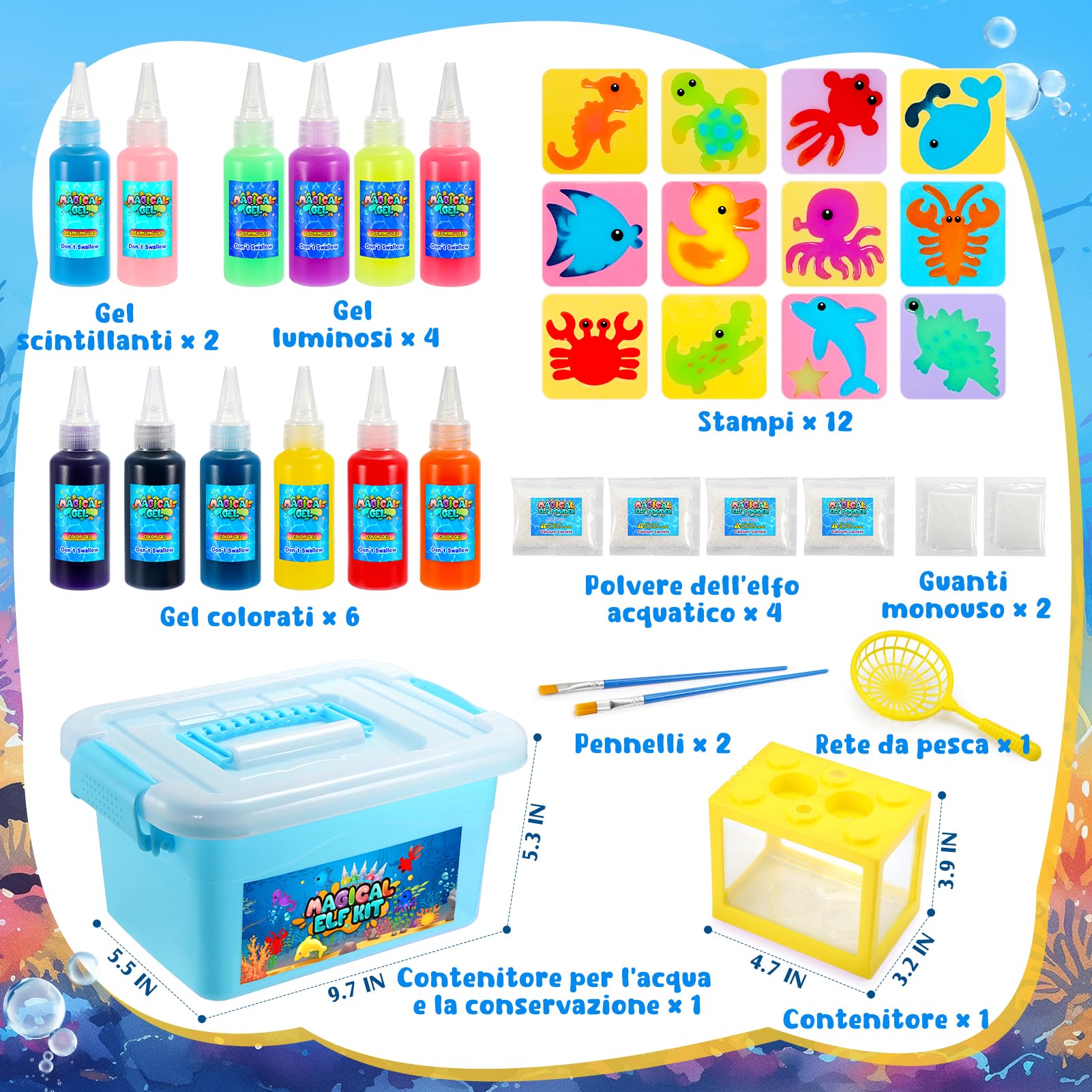 Wootoyz Magico Water Elfo, Kit Gel Acqua Bambini Giochi Bambina Bambino 4 5 7 8 Anni Regalo Bambina Bambino 4 5 6 7 8 Anni Creativi Giocattolo Educativo Kit Pittura Bambini con 12 Colori e 12 Forme