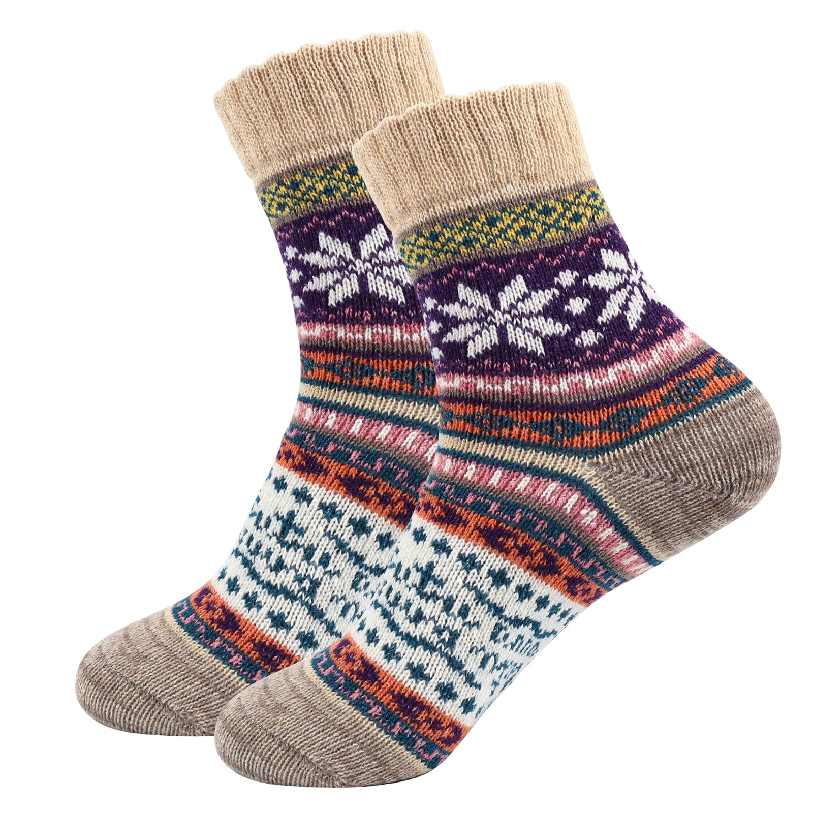 Fachoi Unisex Beige Women Thermal Socks, Winter Warm Ladies Sock 4-7, Christmas Gifts For Women Mum Daughter Grandma Ladies Wife Friends F6-Fymqw (Beige)