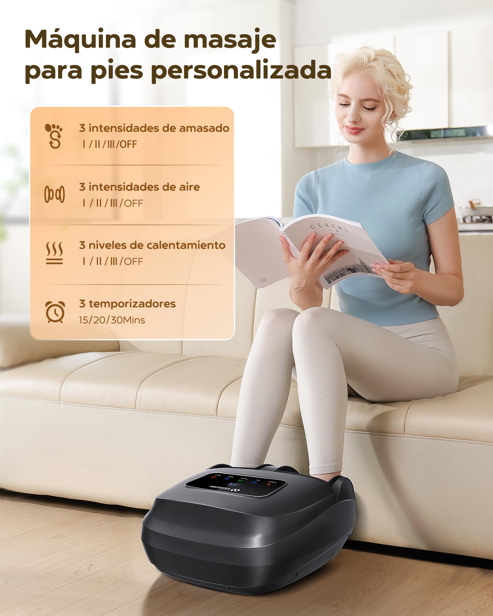 EaseZen Masajeador de Pies Shiatsu con Calor, Masajeador de Pies para Relajación con Mando a Distancia y Pantalla LCD, Regalo Perfecto para Ellos/Ellas/Madres/Padres, Adecuado hasta la Talla 48