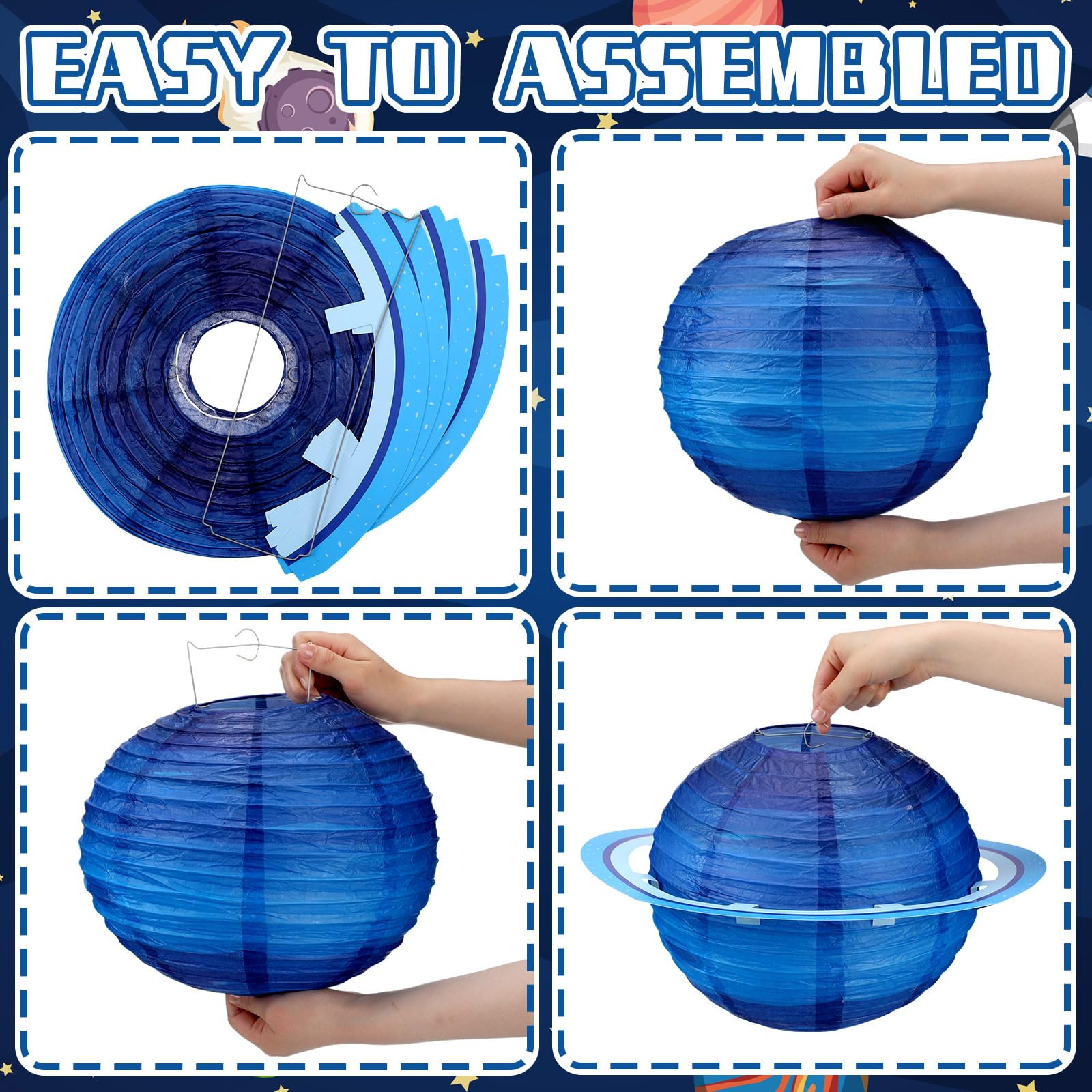 Bencailor 16-Pack World Map Paper Lanterns – 12" Blue Globe Decor For Earth Day, Travel Theme & Classroom