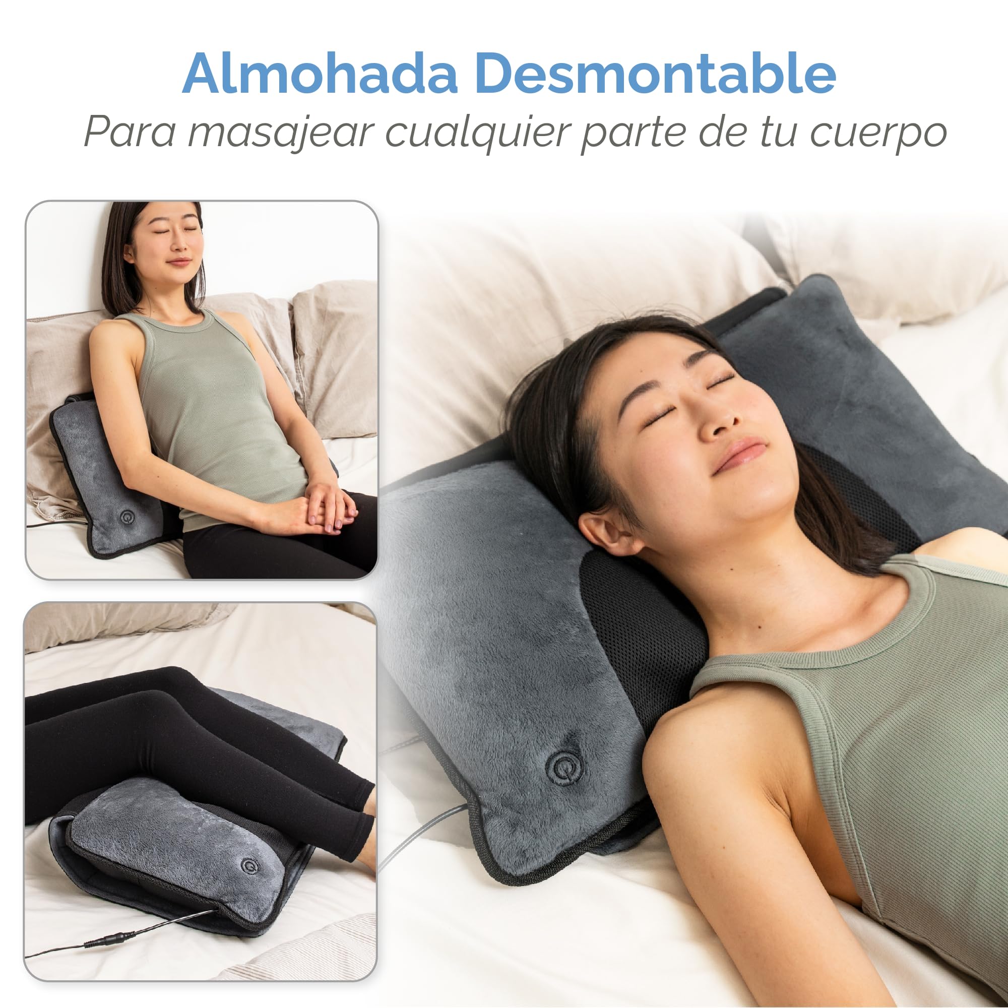 Comfier Colchoneta de Masaje Cuerpo Completo con calefacción, Masajeador de Espalda con Almohada de Masaje Shiatsu Desmontable para el Cuello, 10 Motores vibradores, 4 Almohadillas térmicas