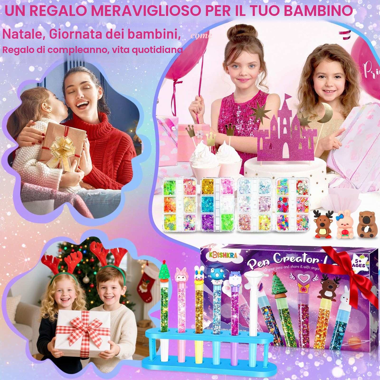 Laboratorio Delle Penne 102 Accessori, Kit Creativo per Creare Penne Carine, Set di Penne Creare Fai da te, Lavoretti Creativi per Ragazze 5 Anni, Idee Regalo per Bambina 5-12 anni