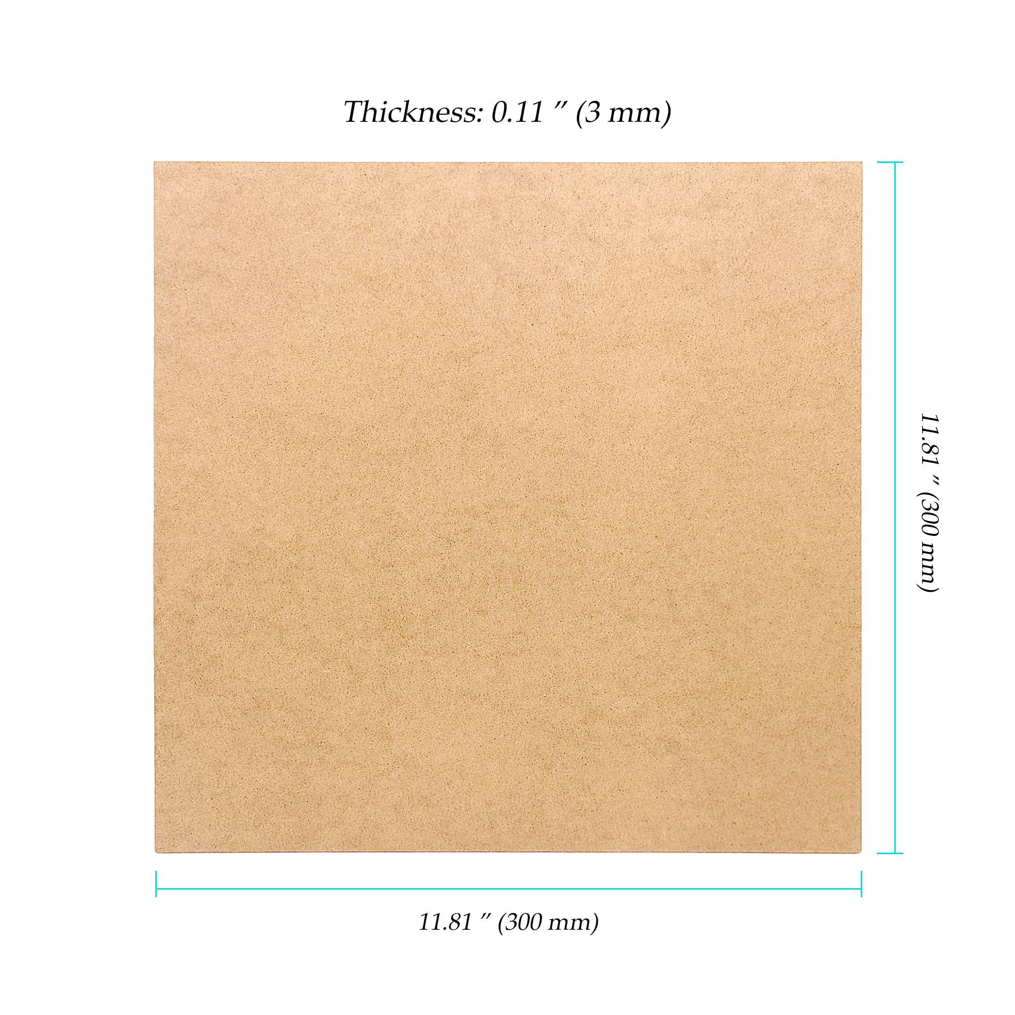 Tavola in legno MDF grezzo, 30,5 x 30,5 x 0,3 cm, 50 pezzi