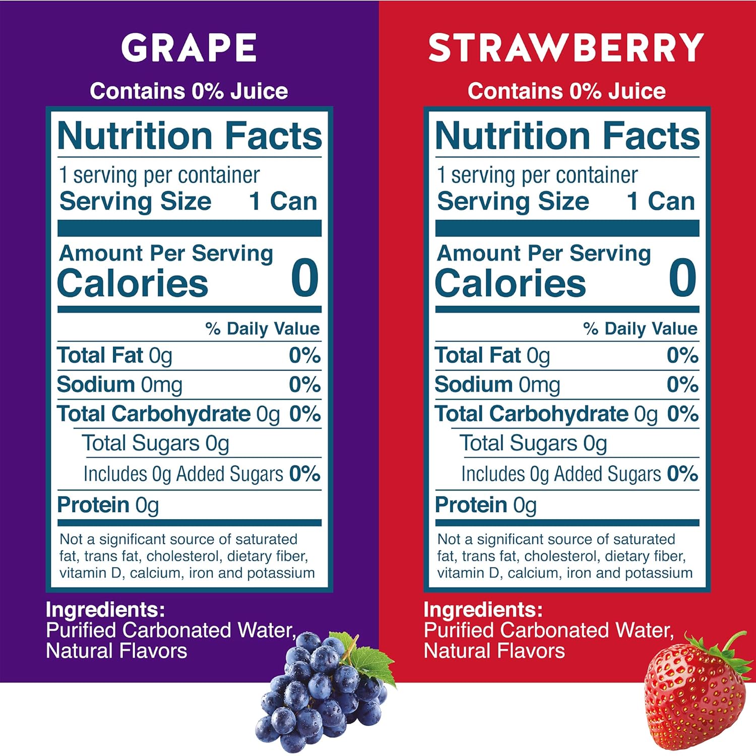 Waterloo Sparkling Water Two-Flavor Pack, 12 Fl Oz Cans, Pack of 16, 8 x Grape, 8 x Strawberry | Zero Calories | Zero Sugar or Artificial Sweeteners | Zero Sodium