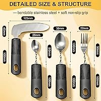 Vista 2 de Adaptive Utensils - Juego de cubiertos con peso de 4 piezas para temblores de manos y manos inestables, cucharas y tenedores flexibles