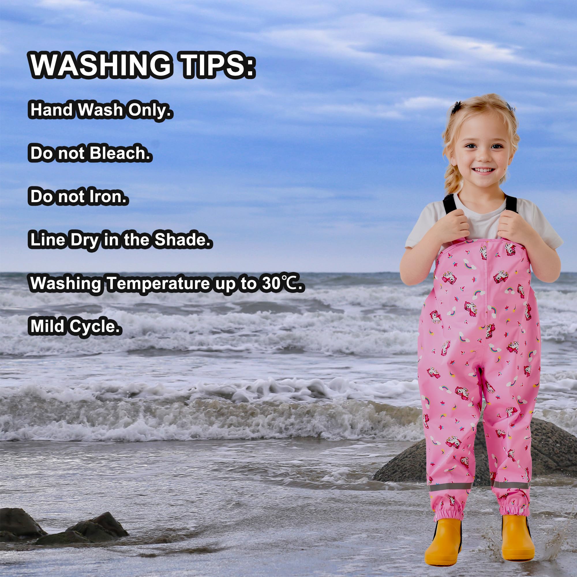 Pantalones Impermeable Niños Niñas Pantalón de Lluvia Viento Reflectantes Pantalones de Barro Estampado Animales Finos Transpirable Peto Mono Impermeables con Tirantes Nieve Agua para 2-6 Años