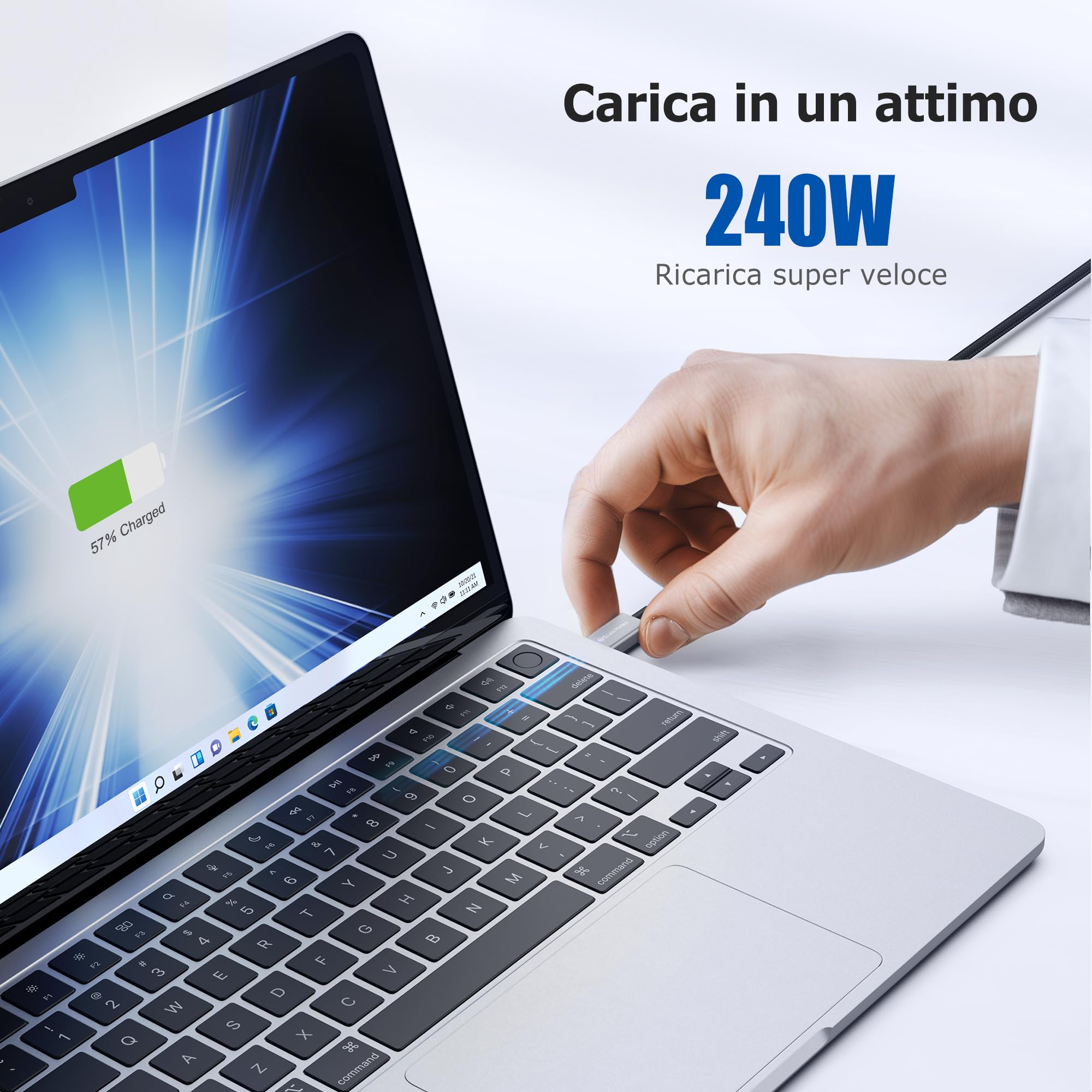 Cable Matters [Certificato Intel] Cavo Thunderbolt 5 intrecciato da 80 Gbps con aumento della larghezza di banda fino a 120 Gbps e ricarica da 240W - 1m, compatibile con Thunderbolt 4/3, USB4 e USB-C
