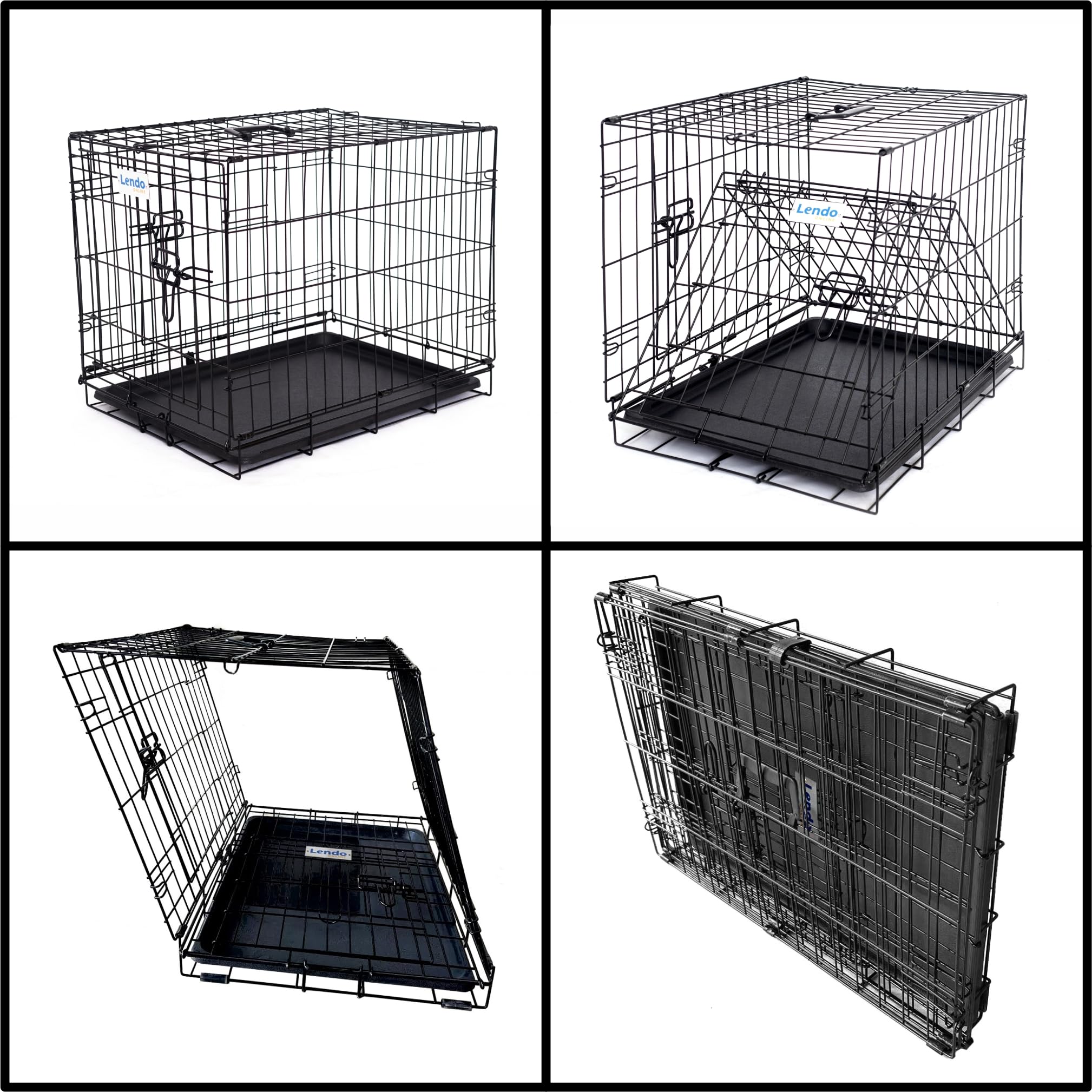 Cage pour chien avec bac inférieur pliable avec poignée - 2 portes et 2 serrures - Niche pour chien - Cage pour chien - Bac à litière pour chat - Acier extra robuste ! - Différentes