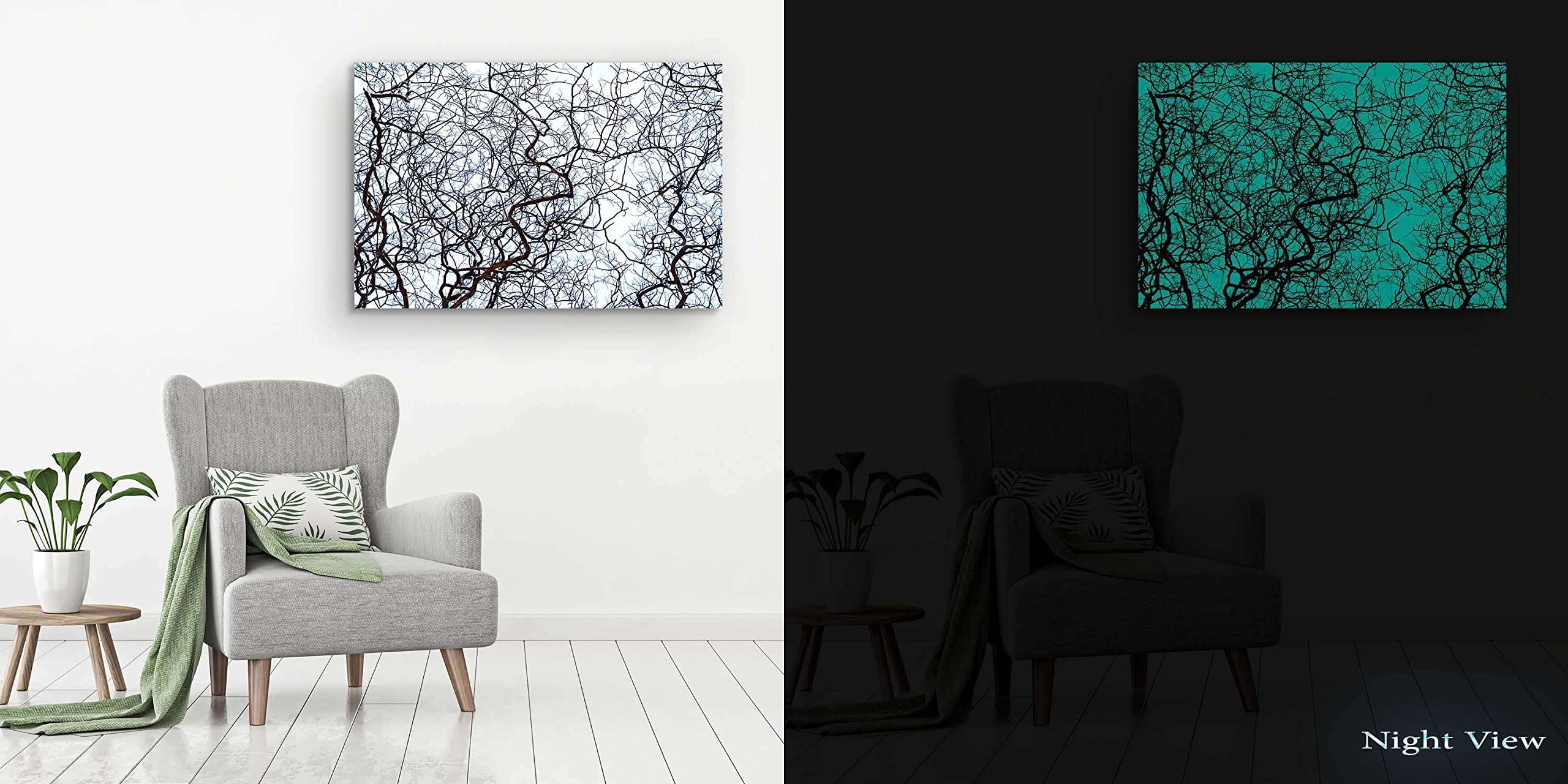 Startonight Quadro su Tela Filiali, Grandi Quadri Natura Astratti Moderni Stampe Grande per Soggiorno Stampe Incorniciate 80x120 cm, Decorazione Parete, Idea Regalo Elegante Luminoso al Buio
