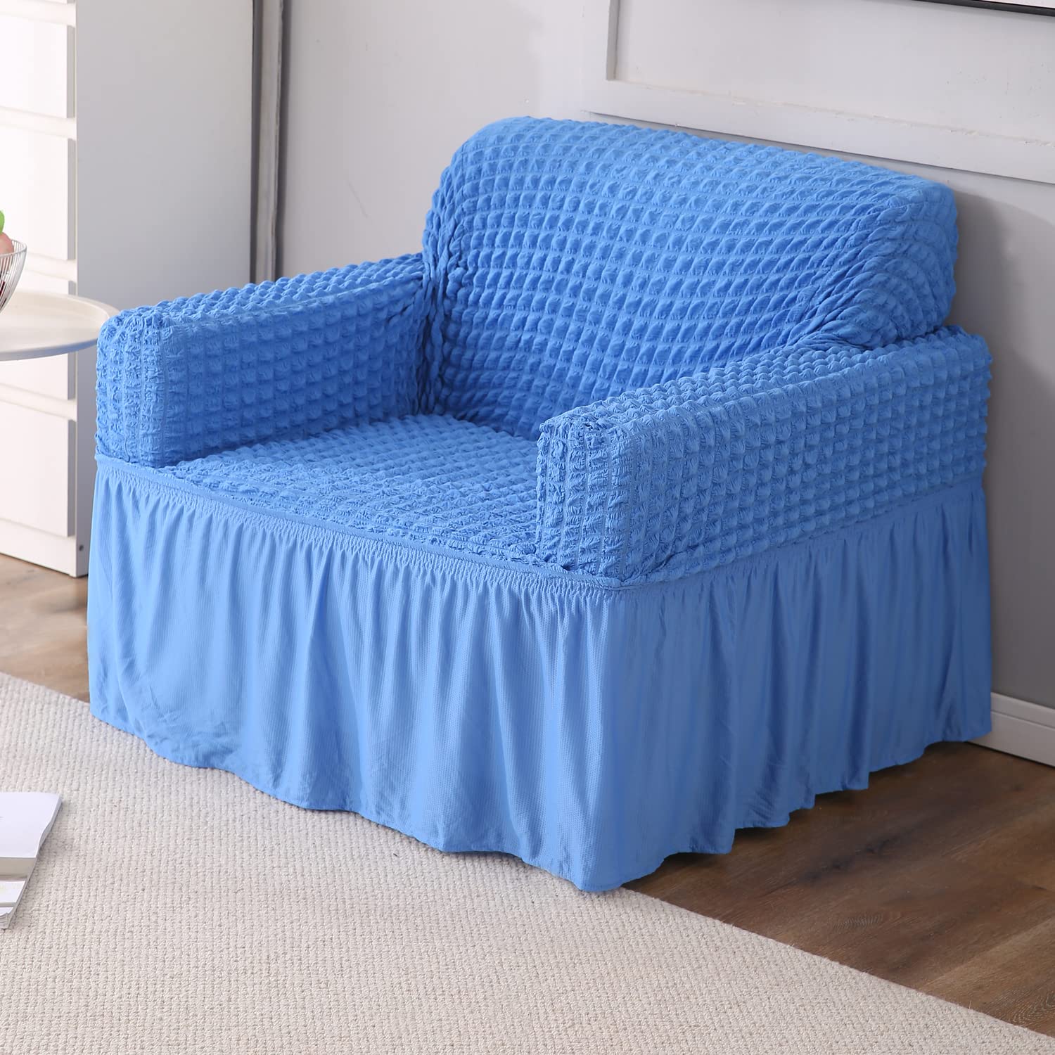 HOKIPO Elastic 1 Seater Sofa Cover Stretchable Slipcover with Skirt (AR