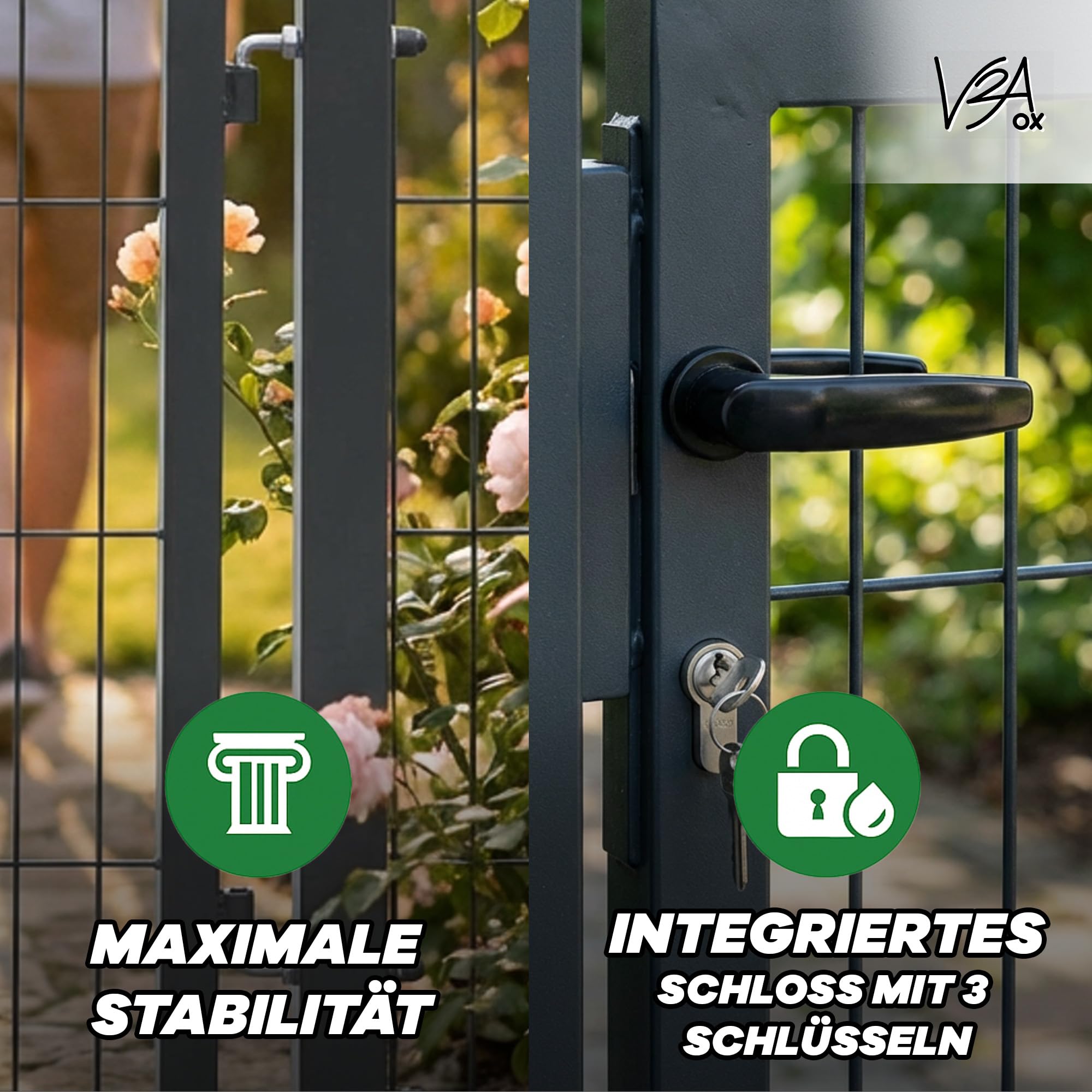 Gartentor Tor für Gartenzaun Zaun 160 cm hoch Gartentür aus Metall für Stabmattenzaun Abschließbar inkl. Pfosten Anthrazit