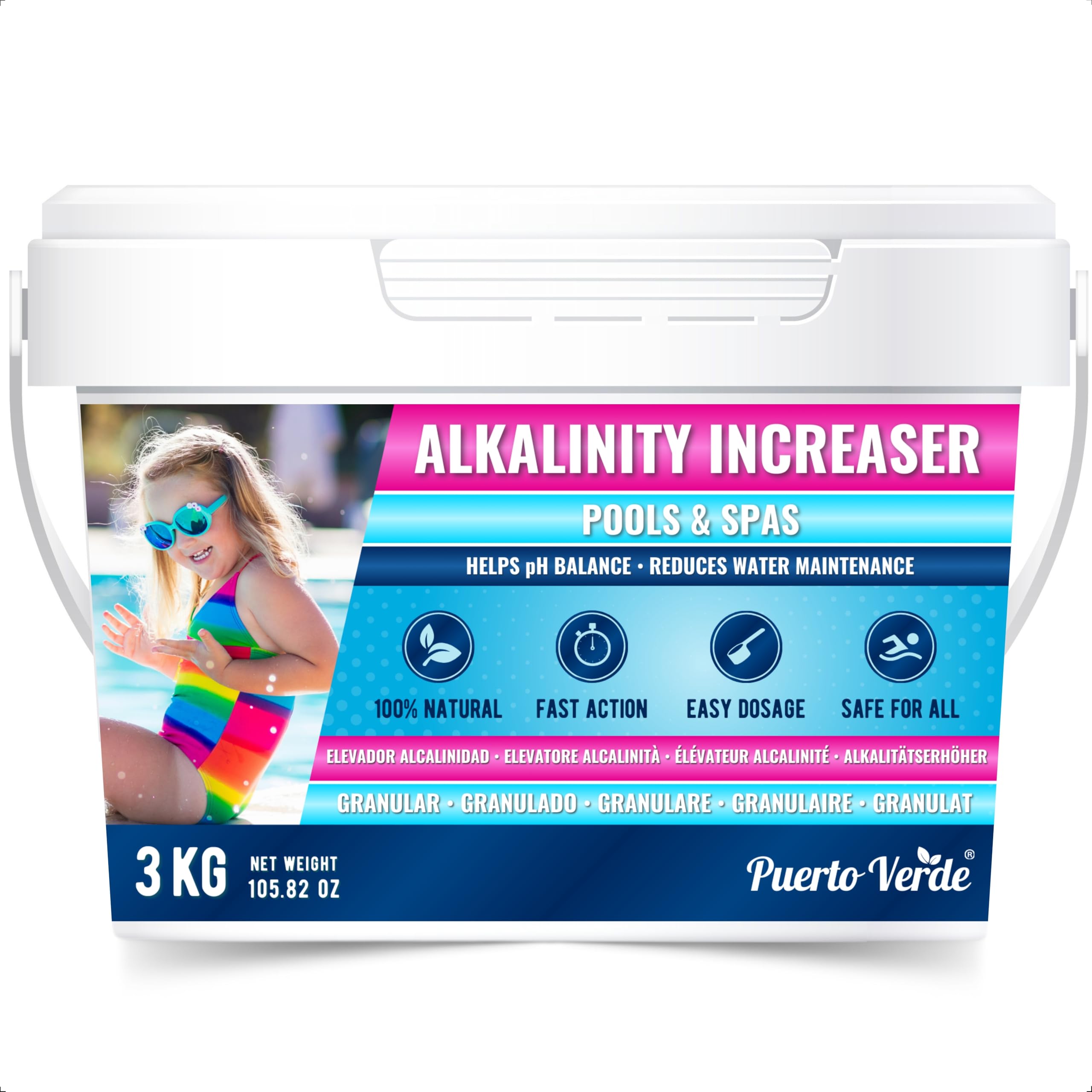 • Correcteur Alcalinité pour Piscine 3 Kg. Augmente l'Alcalinité Totale (TAC) et Corrige Le pH. Action Rapide et Efficace. Format Poudre Sûr pour Toute la Famille. Production Européenne.