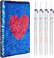 Vista 13 de Outus Juego de diario de lentejuelas para niñas con 4 bolígrafos de tinta de gel de color, diario reversible, cuaderno de lentejuelas con purpurina