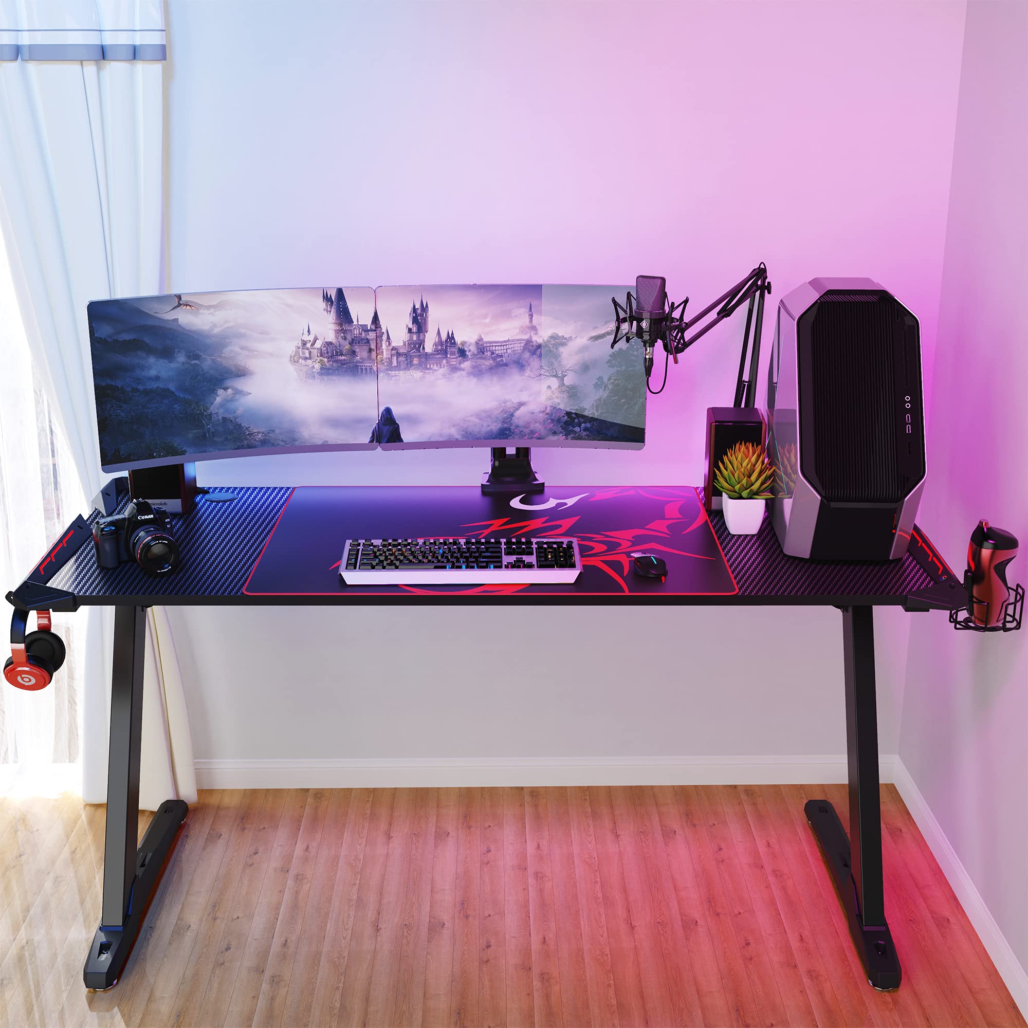 EUREKA ERGONOMIC Z60 Gaming Desk 60 inch Computer Desk Z Shaped Large