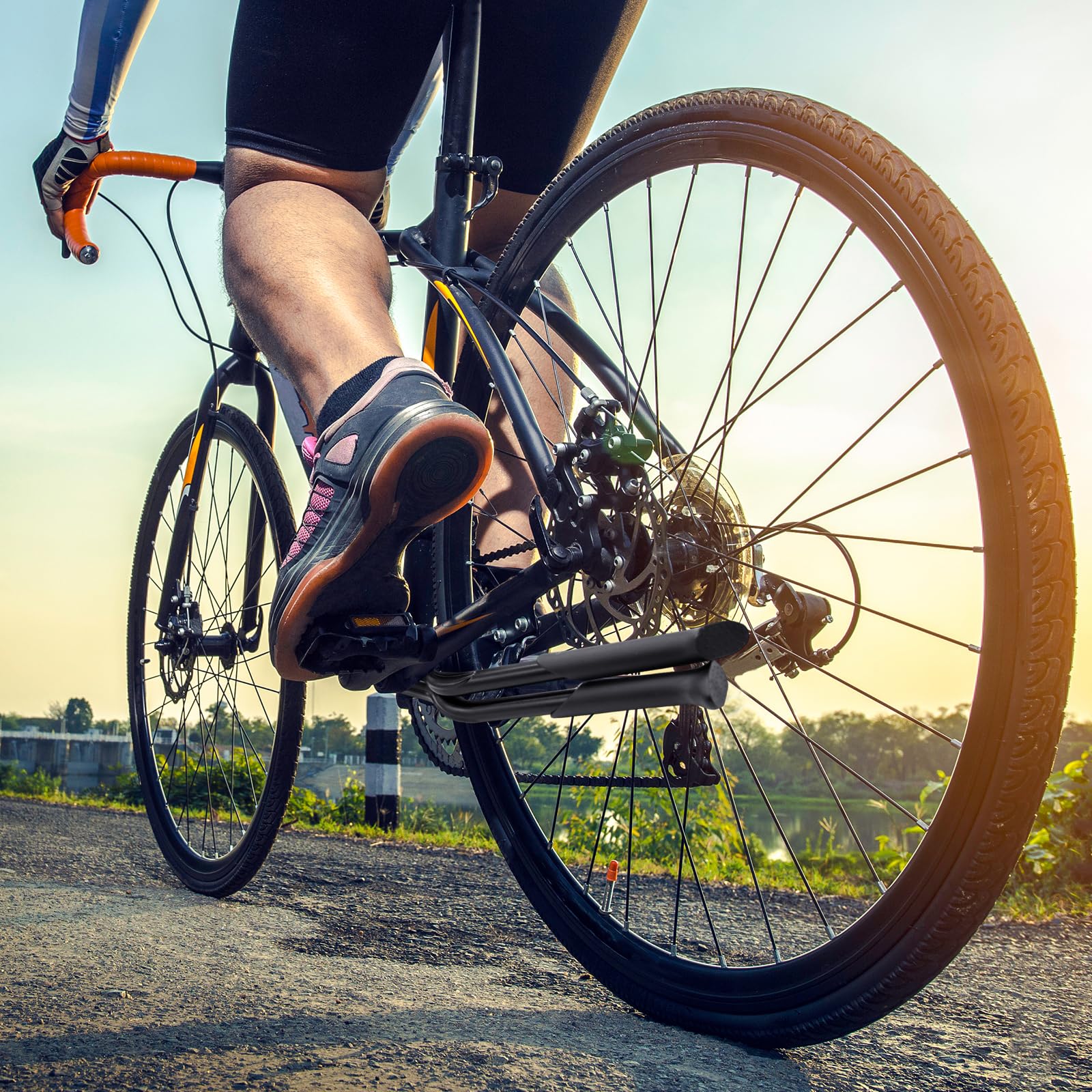 Cavalletto per bicicletta, doppio supporto posteriore, 26-29 pollici, in lega di alluminio regolabile