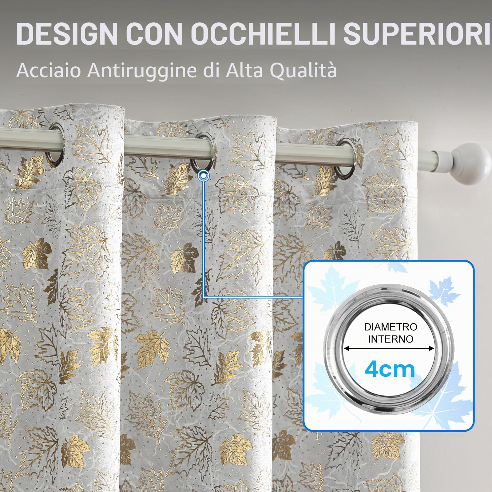 Tende Velluto Oscuranti Per Interni 2 Pezzi, 140x280cm，Tende Termica Isolante, Tenda Moderne Anti-Rumore, Tenda Con Occhielli, Per Camera Da Letto E Soggiorno, Beige