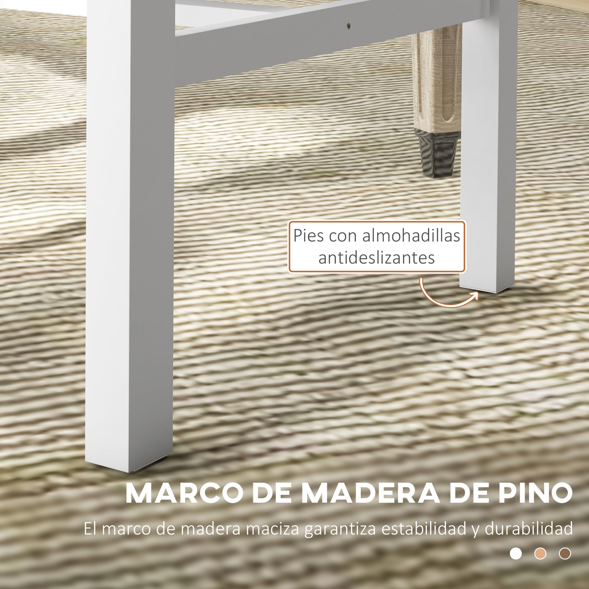 HOMCOM Juego de 2 Sillas de Comedor de Madera de Pino Blanco