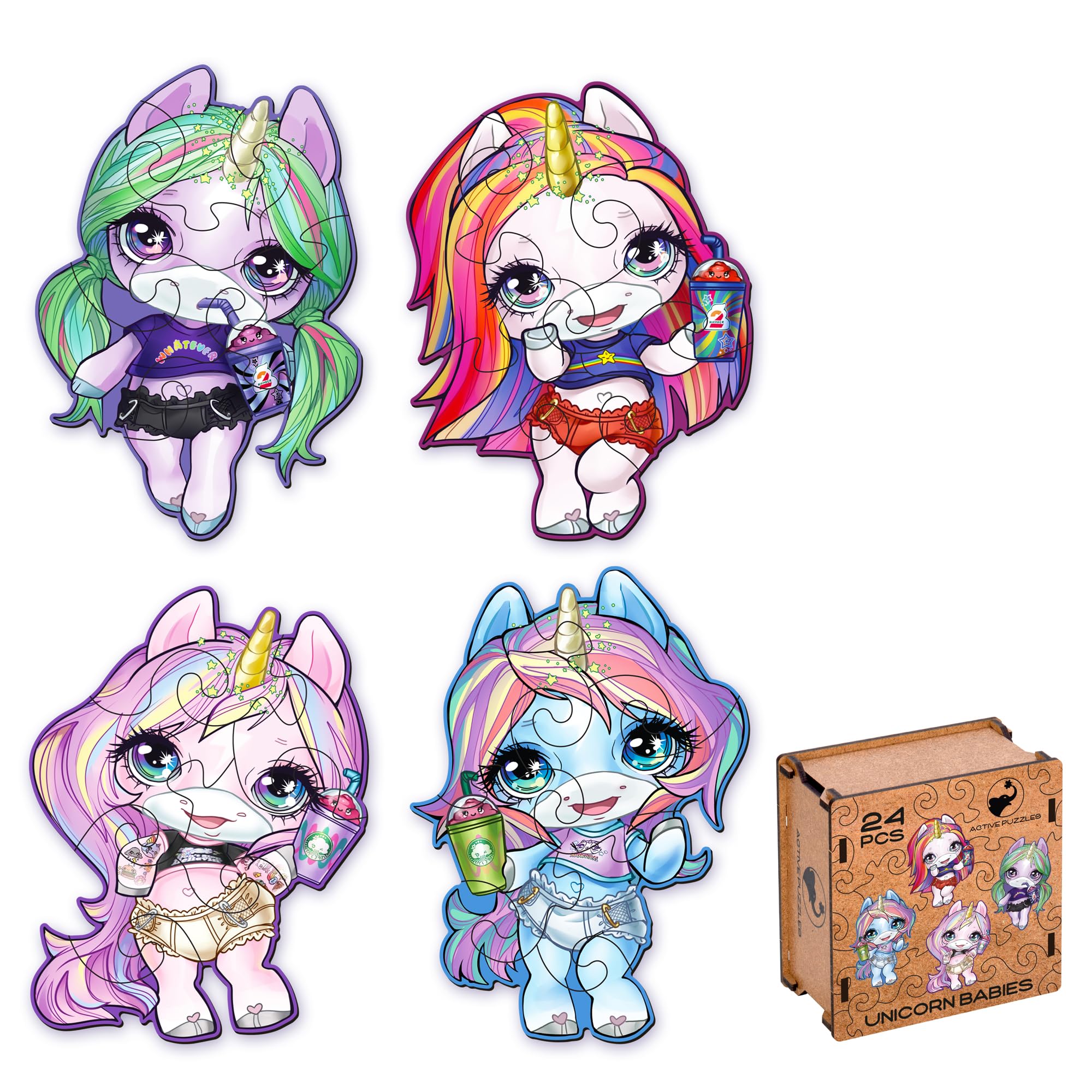 ACTIVE PUZZLES - Animal Puzzles | Kids & Teens | Wooden Jigsaw Puzzles, Laser Cut, Sustainable and Eco-Friendly, Premium Finish (Unicorn Babies)