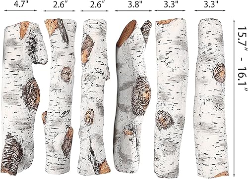 Miniatura 5 de Hisencn Juego de troncos para chimenea de gas, troncos de abedul blanco de cerámica para chimeneas de gas, ventilados, chimeneas de gas eléctricas,