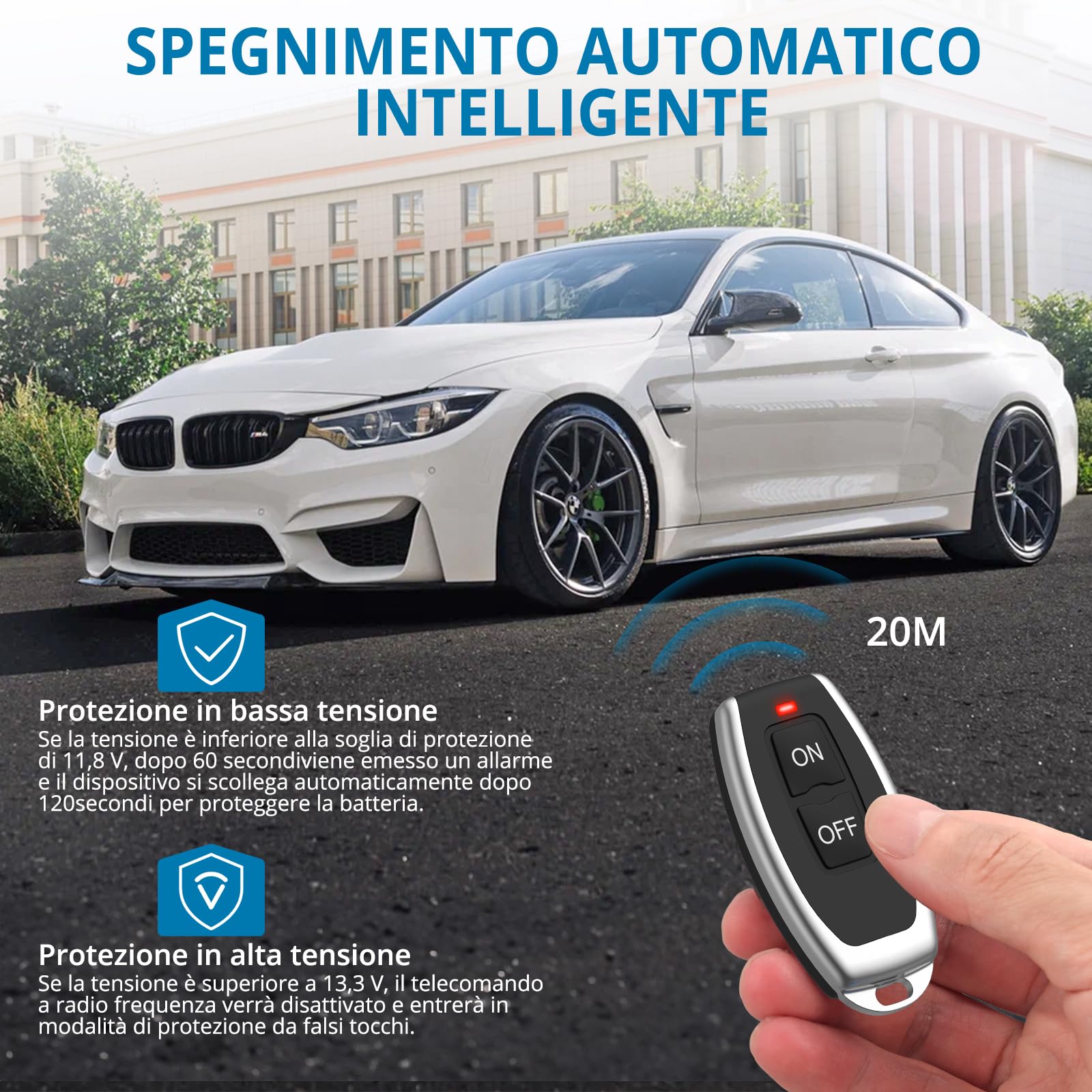 AUTOUTLET Stacca Batteria per Auto DC 6V-30V 240A, Sezionatore Auto Remoto Senza Fili con Telecomando e Chiave Inglese per Camion Barca RV Roulotte,Display LCD e Spegnimento Automatico