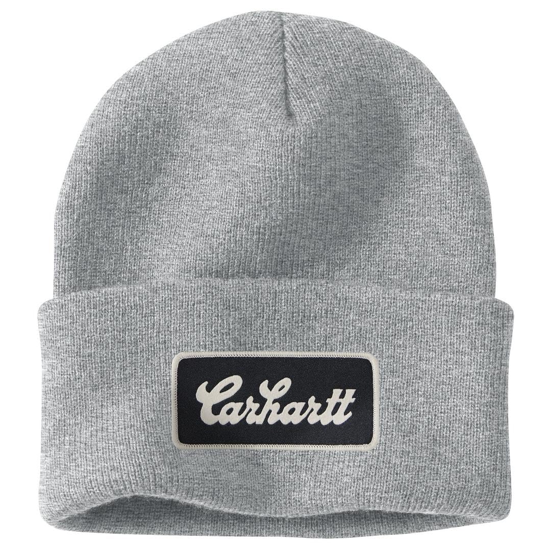 Carhartt Knit Cuffed Script Patch Beanie Heather Grey