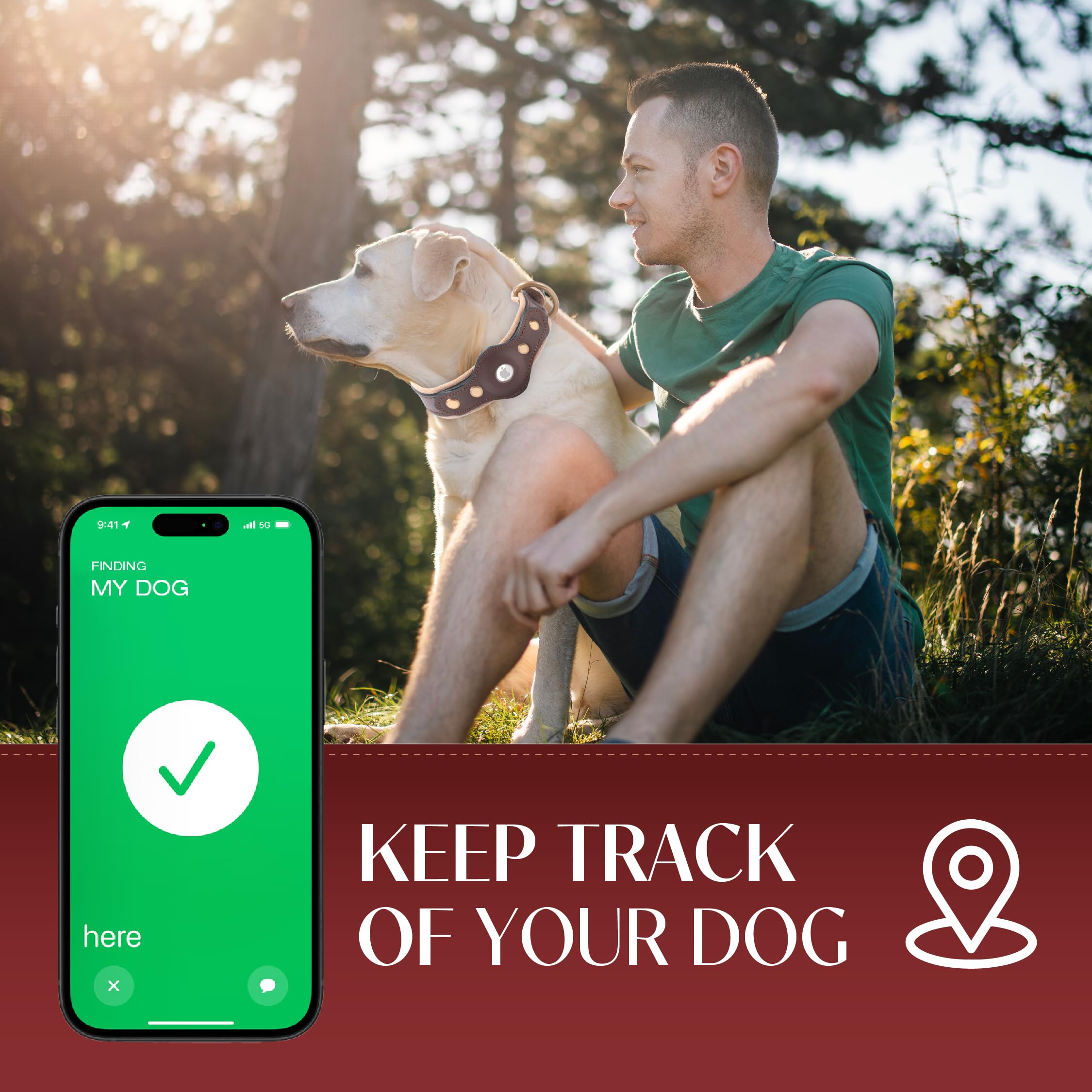 Filbert Collar de perro con soporte para Airtag, collar de perro Airtag, collar de cuero para perro Airtag, collares de cuero para perros grandes compatibles con Apple Air Tag, collar Airtag 5