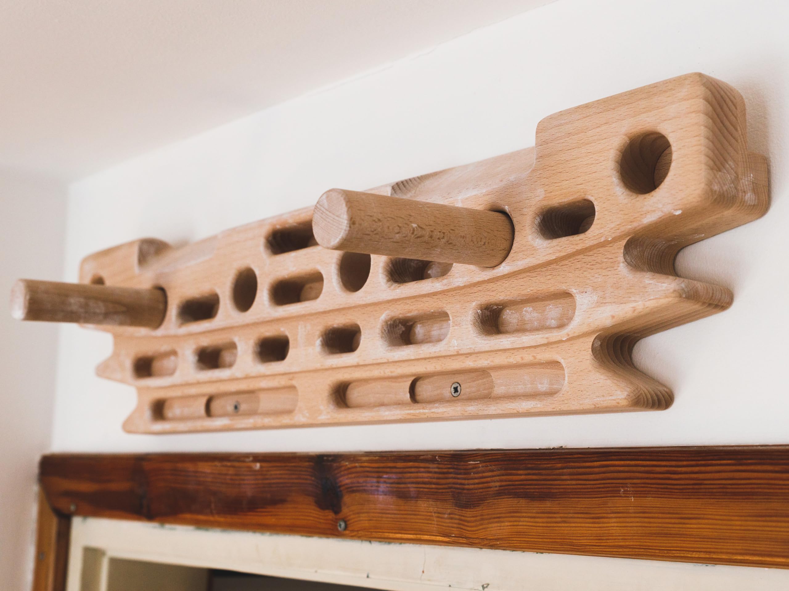 FingerPeg 1.0 Hangboard – Fingerboard a profondità Multipla per Allenamento di Arrampicata – con Barre per Trazioni & Prese Sferiche – capacità di Carico di 120 kg – Design Unico