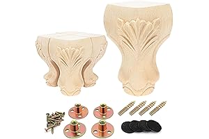 INKNOTE Solid Unfinished Wood Antique Furniture Legs(Set of 4)