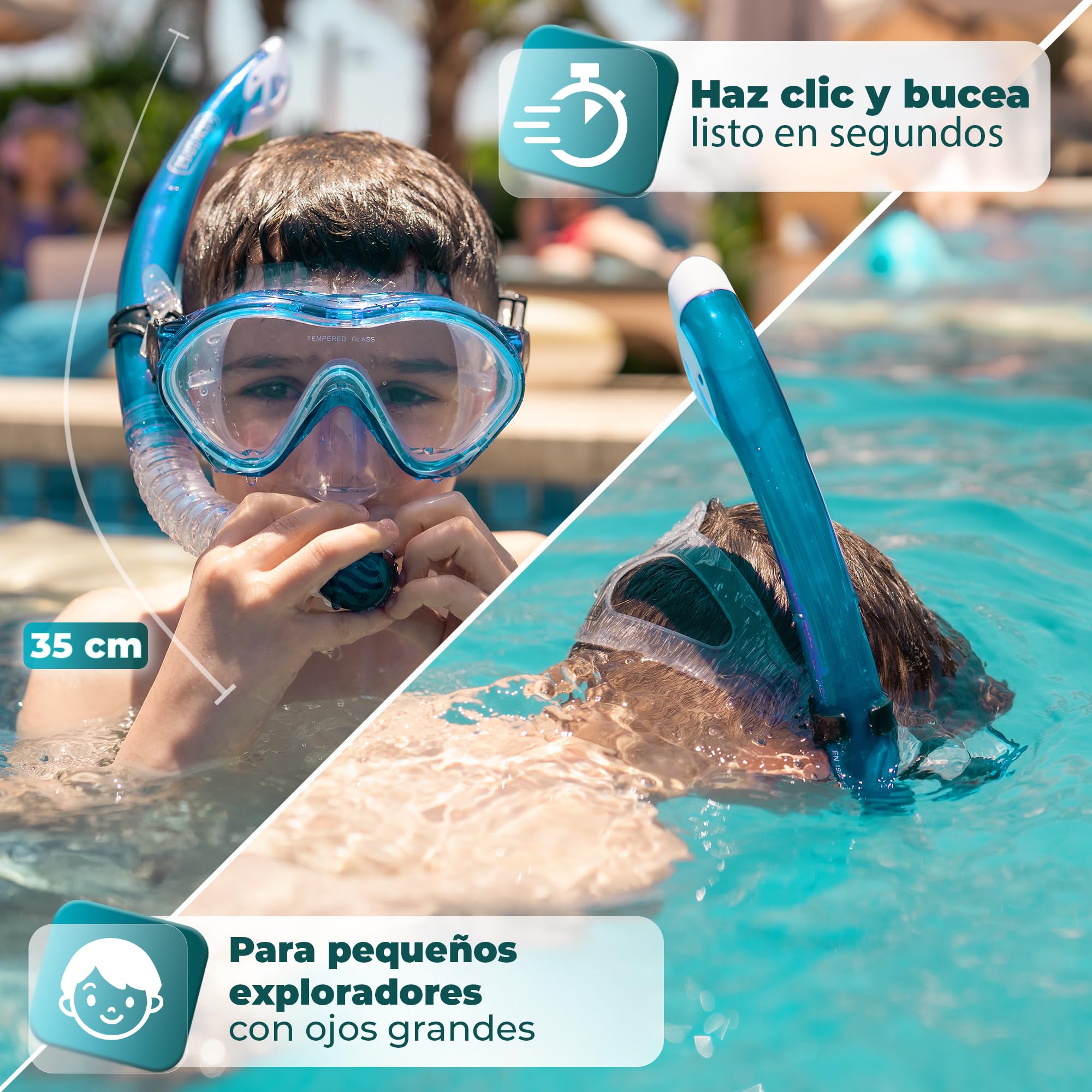 KIDVERSE Gafas Buceo Niña y Niño - Gafas Snorkel - Mascara Buceo con Tubo