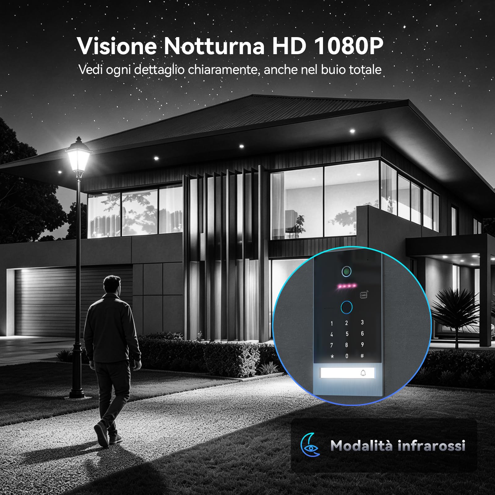 TMEZON Videocitofono WiFi Smart,Sblocco con Impronta Digitale,Monofamiliare