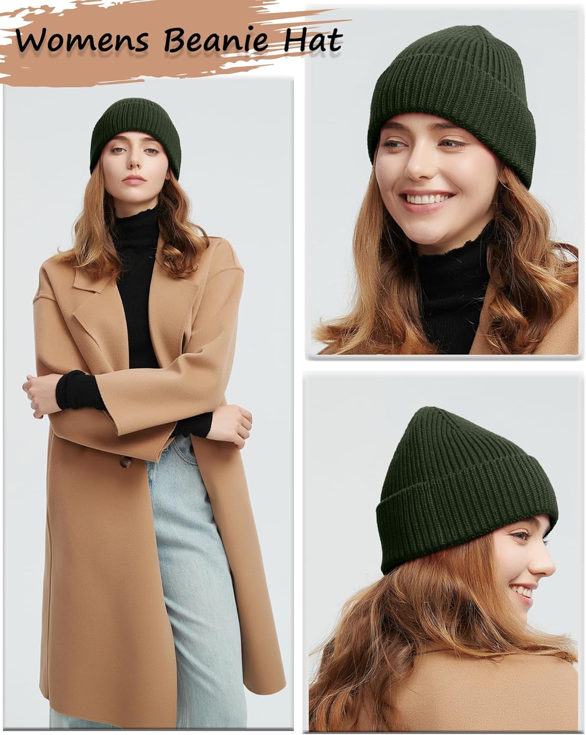 Wool Beanie for Men Women, Seamless Knit Cuffed Warm Winter Hats Fisherman Beanies Womens Ski Hat Skull Cap Unisex - Image 5