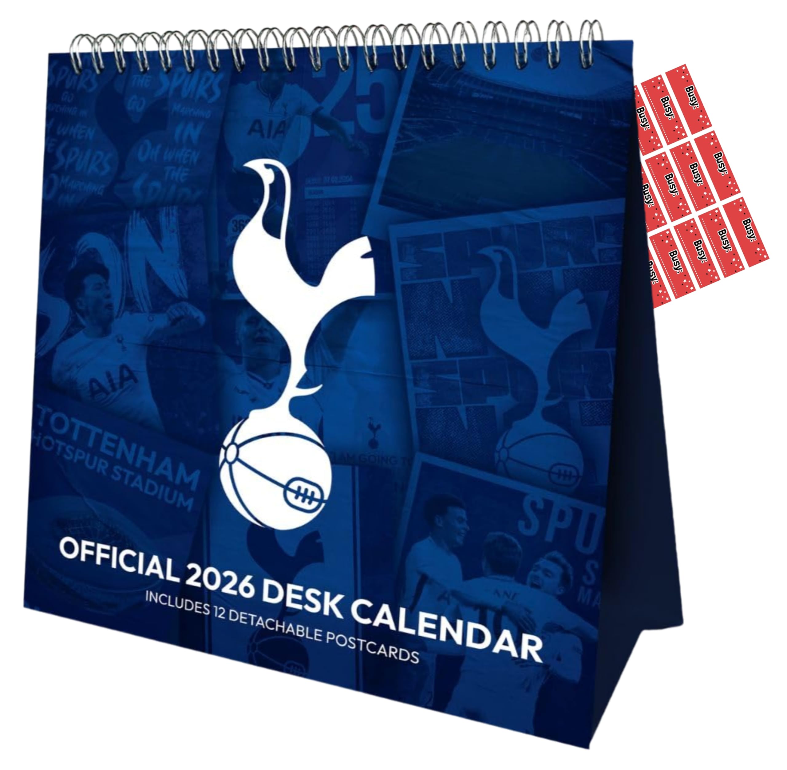 Tottenham Hotspurs Calendar 2026 Desk Easel Flip Calendar Football Gift Present with Free Organising Stickers Included