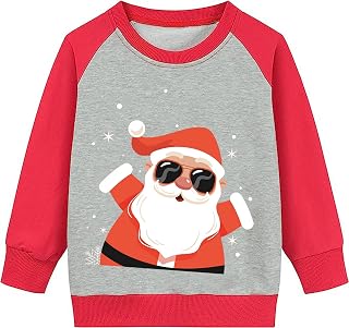 Boys Kids Christmas Jumper Sweatshirt Xmas Jumpers Girls Reindeer Snowmen Santa Claus Dinosaur Long Sleeve Pink Tops Cotton T-Shirts Toddler Crew Neck Casual Winter Clothes Age 1-7 Years