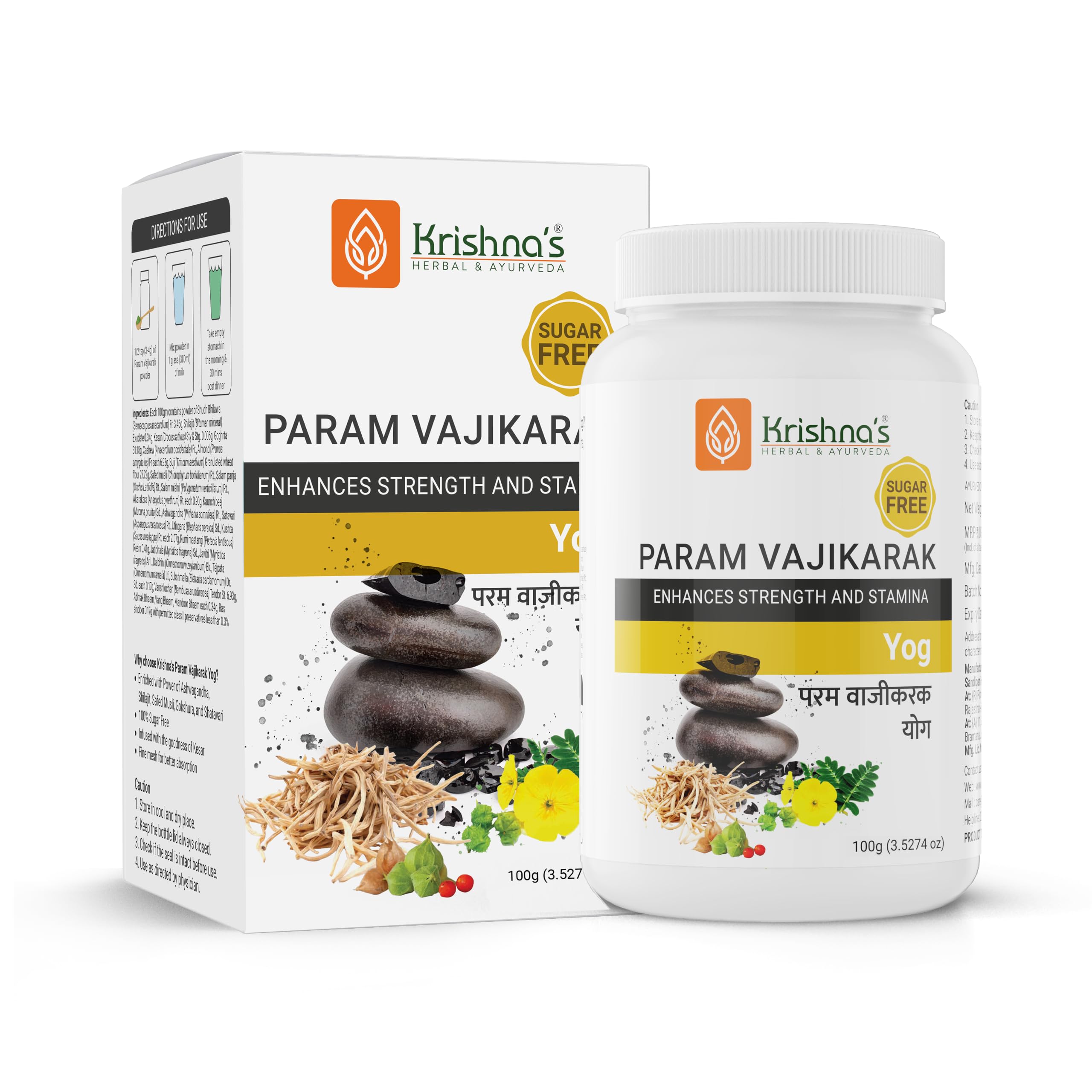 Krishna's Param Vajikarak Yog Powder Enriched Ashwagandha, Shilajit, Safed Musli, Shatavari & Kesar For Daily Strength, Stamina & Vitality Support - 100 gm-picture-19