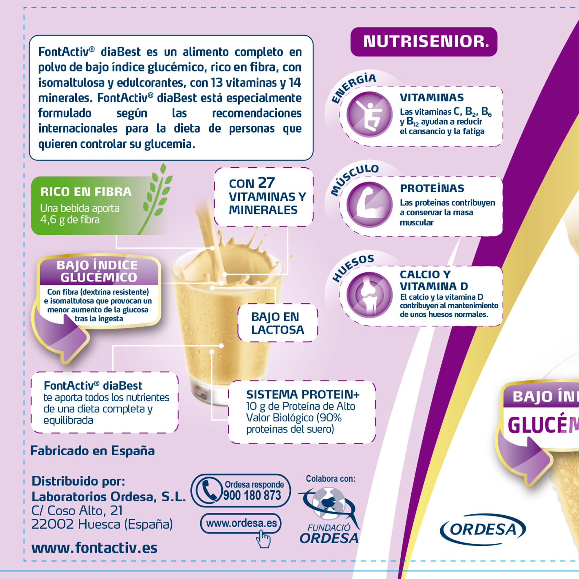 FontActiv diaBest Vainilla | 400g | Suplemento Nutricional con Fibra de Bajo Índice Glucémico para Adultos y Mayores
