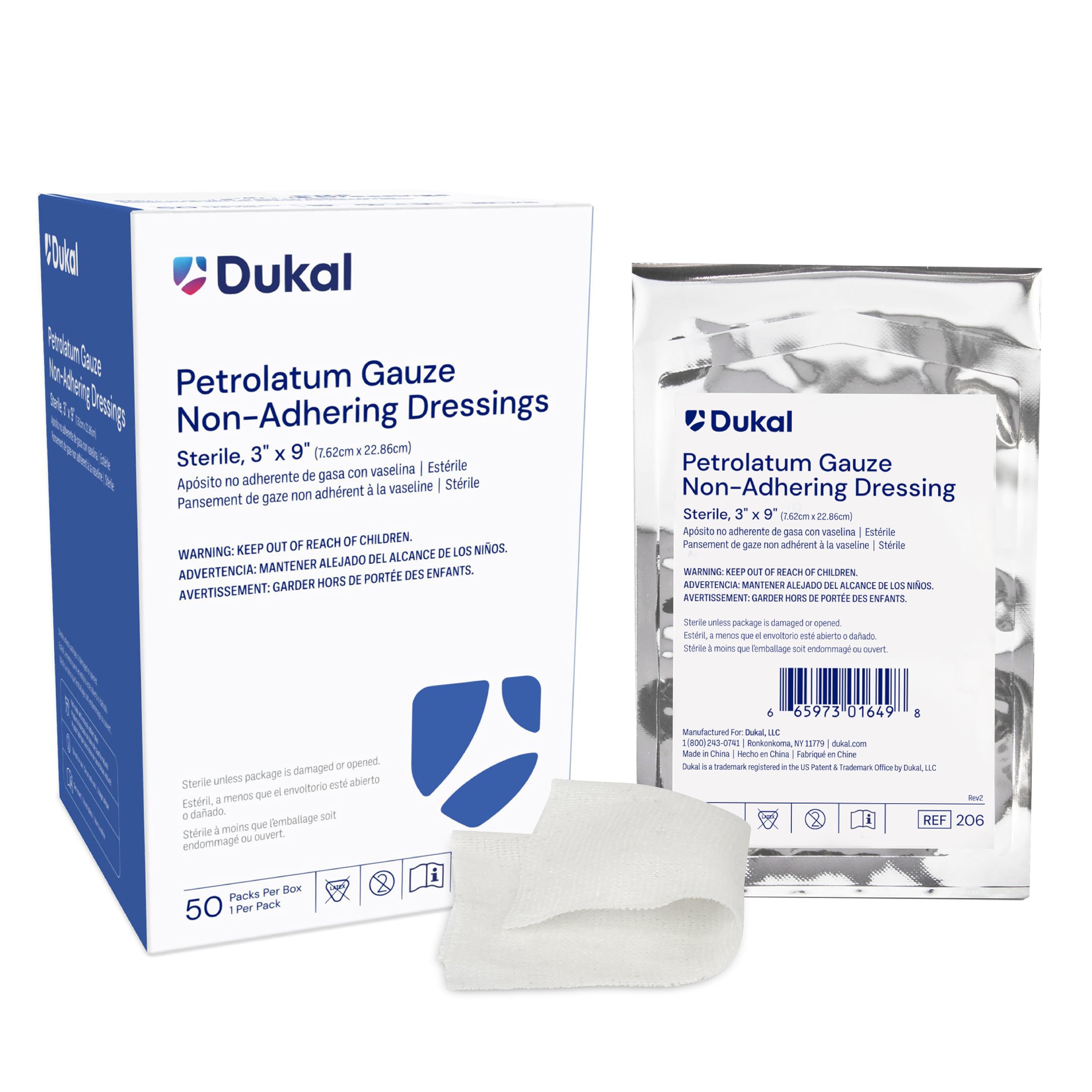 DUKAL 206 Alba petrolatum gasa, estéril, 3 "W x 9" L (caja de 50)