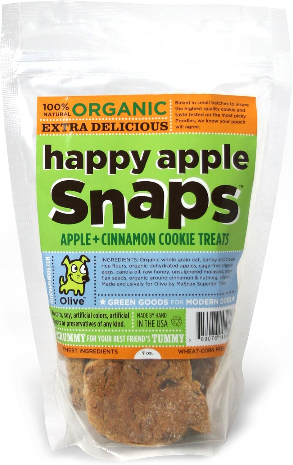 Olive Happy Apple Snaps Dog Treats, 7Ounce Pouches (Pack