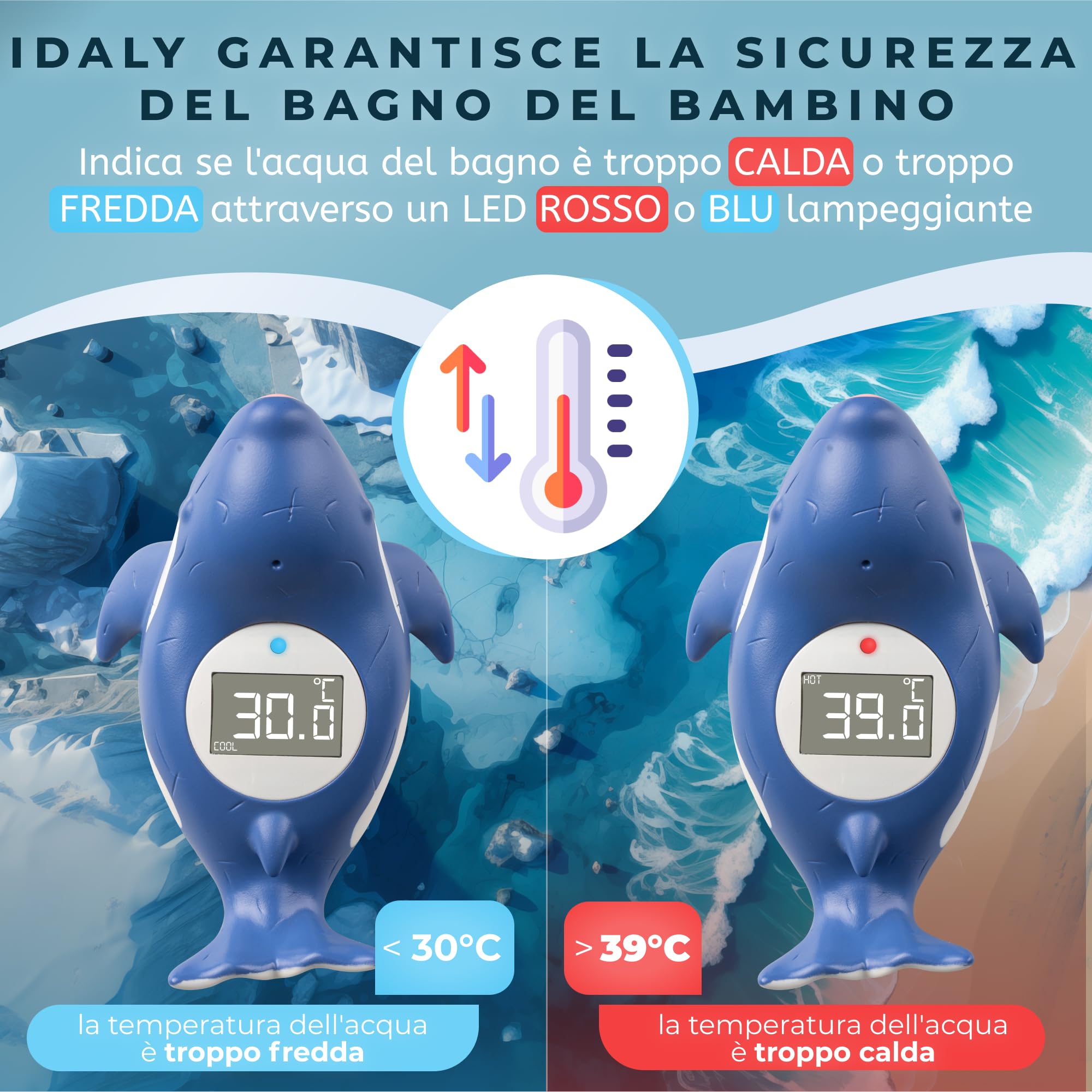 Termometro Per Bagnetto Neonati - Galleggiante Con Allarme LED | Misura Acqua E Temperatura Stanza - Foto 6
