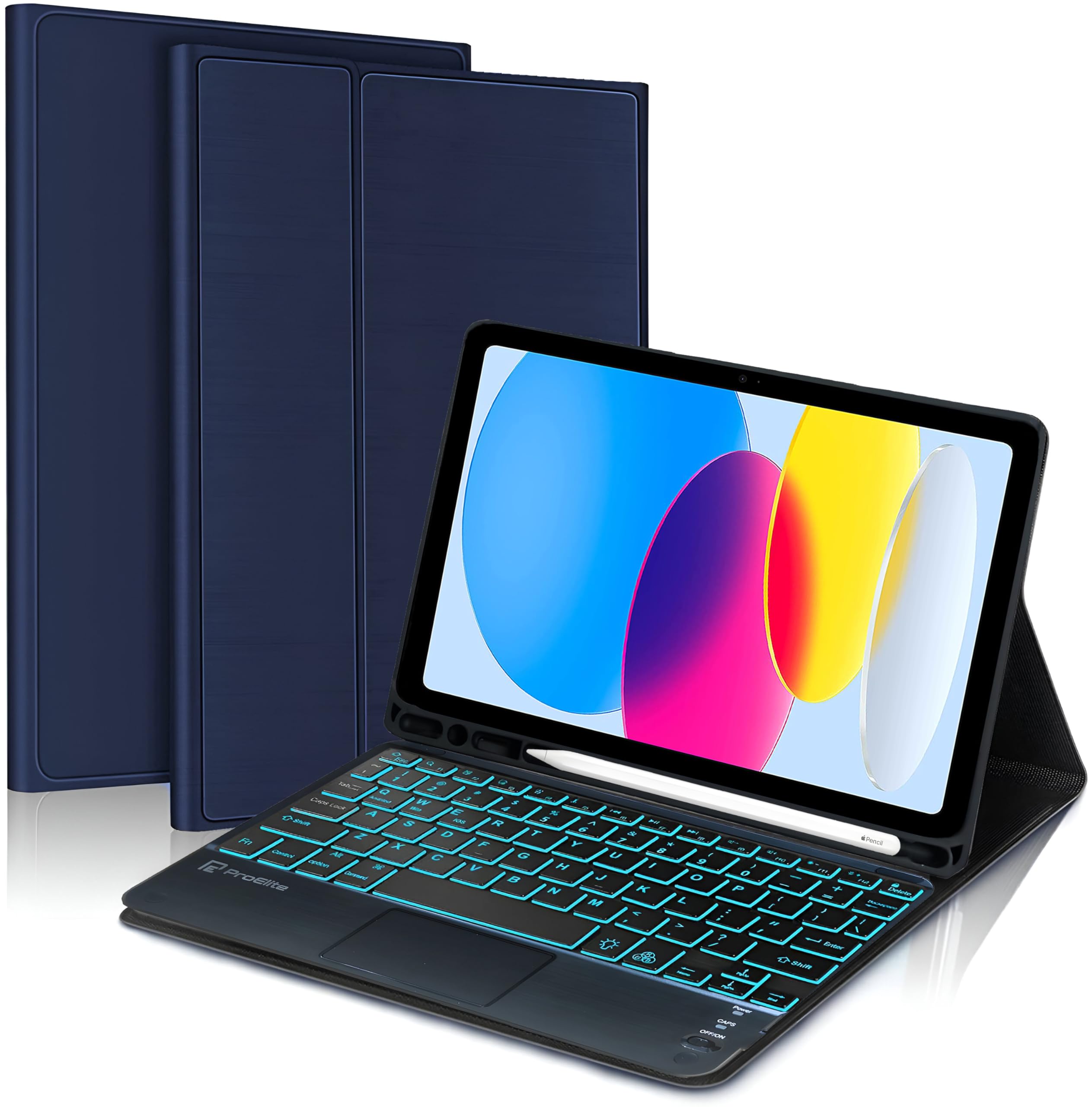 ProElite TouchPad Keyboard case for Apple iPad 10th Gen 2022, with Pencil Holder, Magnetic Detachable Wireless Bluetooth TouchPad Keyboard Built-in 7-Colors Backlit, Dark Blue (B0CR7NZNT2) Amazon Price History, Amazon Price Tracker