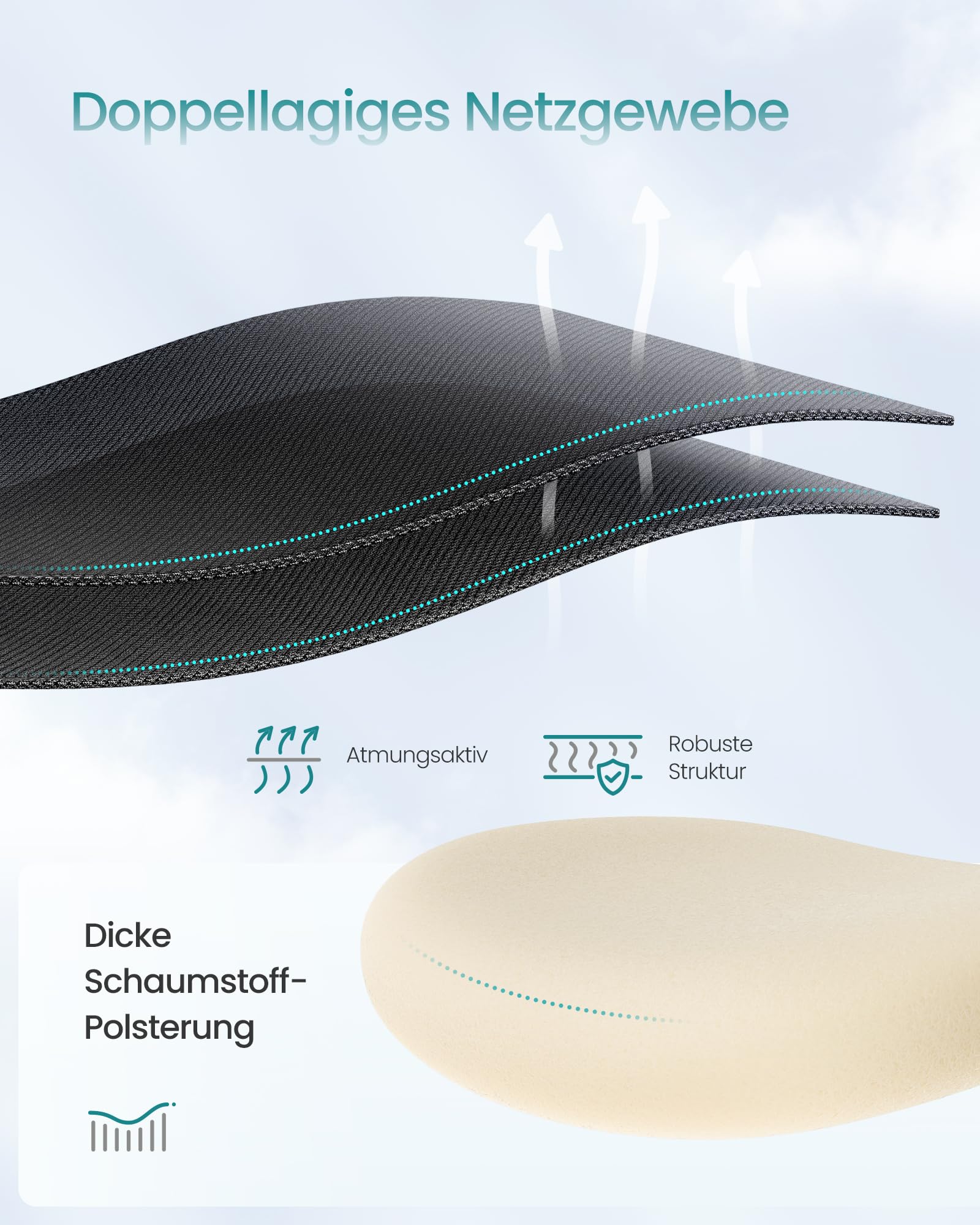 SONGMICS Bürostuhl ergonomisch, Schreibtischstuhl, Computerstuhl, verstellbare Lenden- und Kopfstütze, bis 150 kg belastbar, höhenverstellbar, tintenschwarz OBN066BH01
